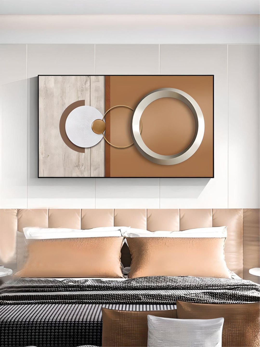 THE HANDMADE FLAIR Beige & Brown Abstract Framed Painting Wall Art-image-18