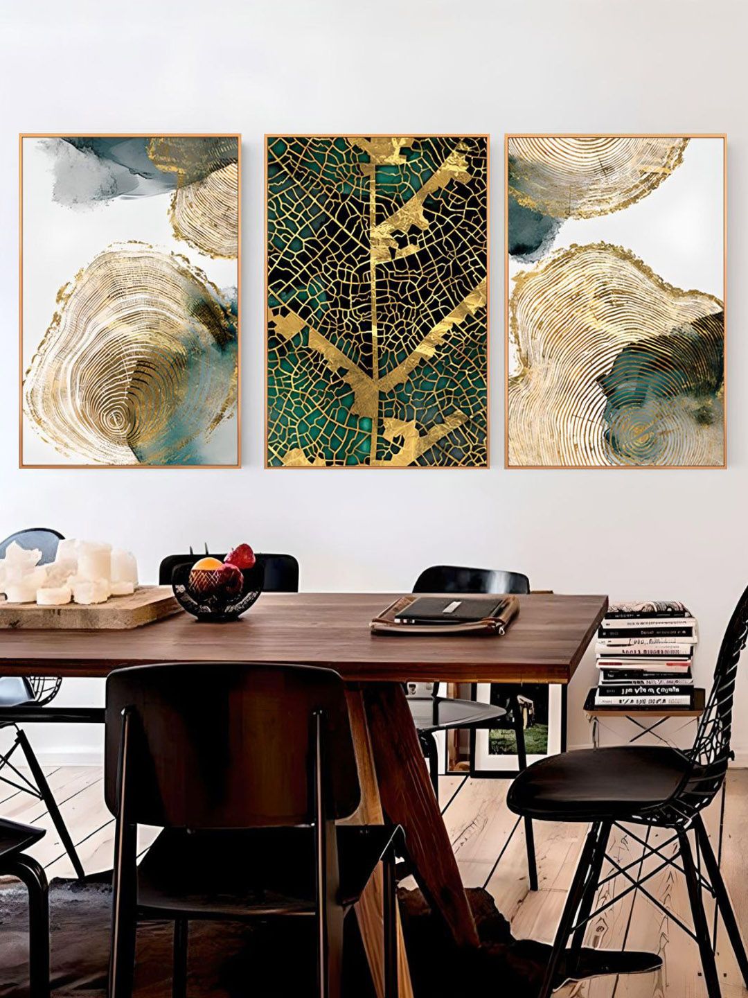 THE HANDMADE FLAIR Green & Brown 3 Pieces Wood Tree Of Life Painting Wall Arts-image-23
