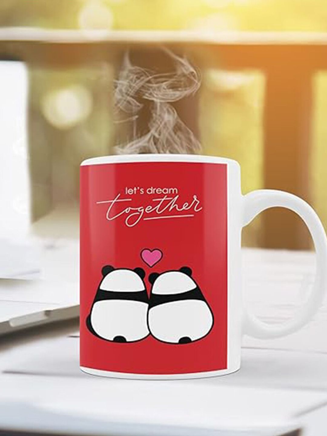 Kaameri Bazaar Red & White 3 Pieces Coffee mug, Keychain & Greeting Card Gift Sets 325ml-picture-20