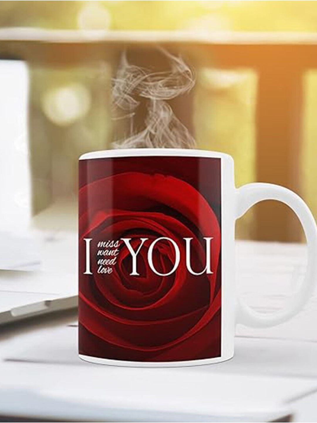 Kaameri Bazaar Maroon 3 Pieces Coffee mug, Keychain & Greeting Card Gift Sets 325ml-image-9