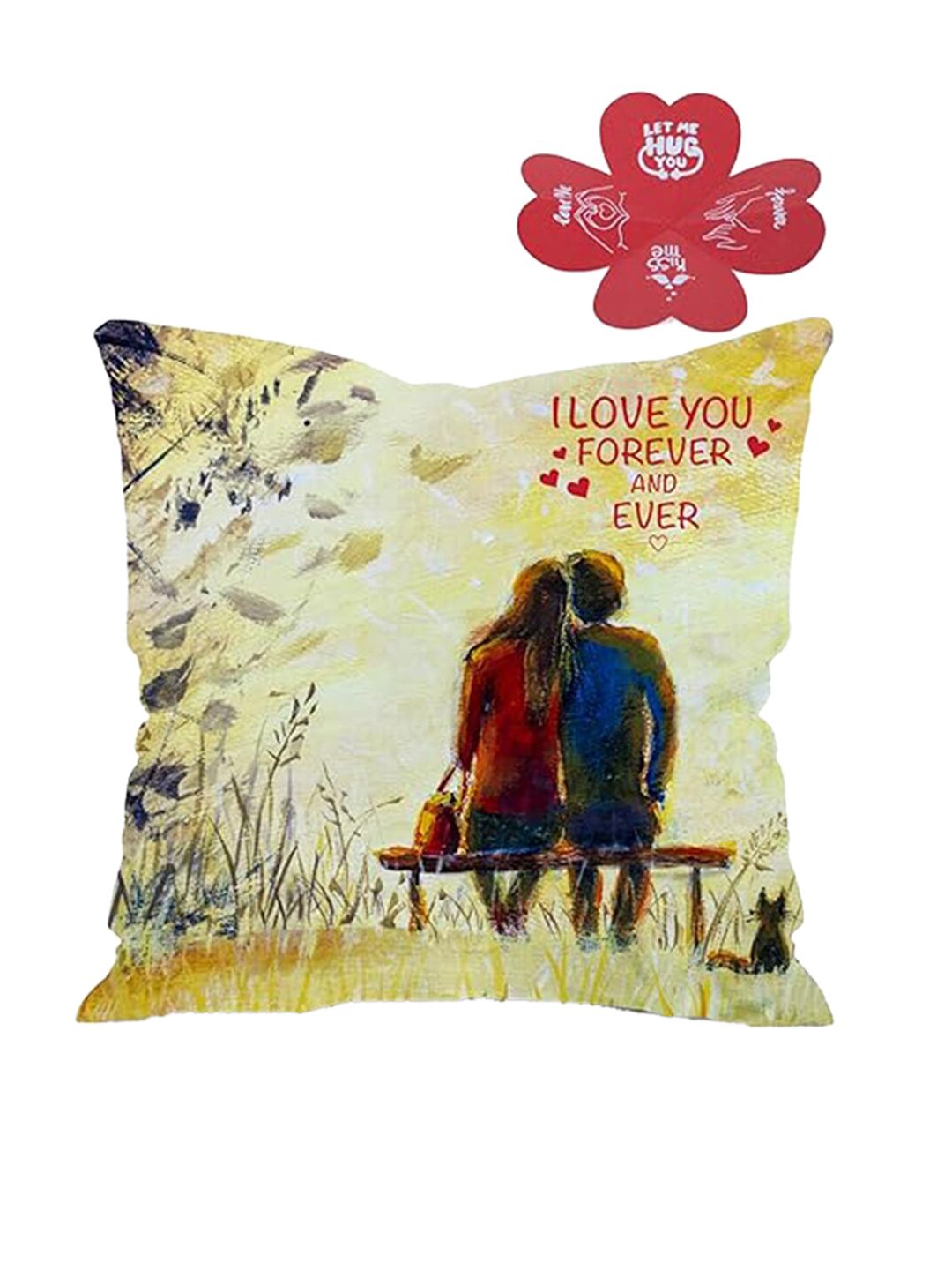 Kaameri Bazaar 2 Pieces Printed Filled Cushion & Greeting Card-picture-31