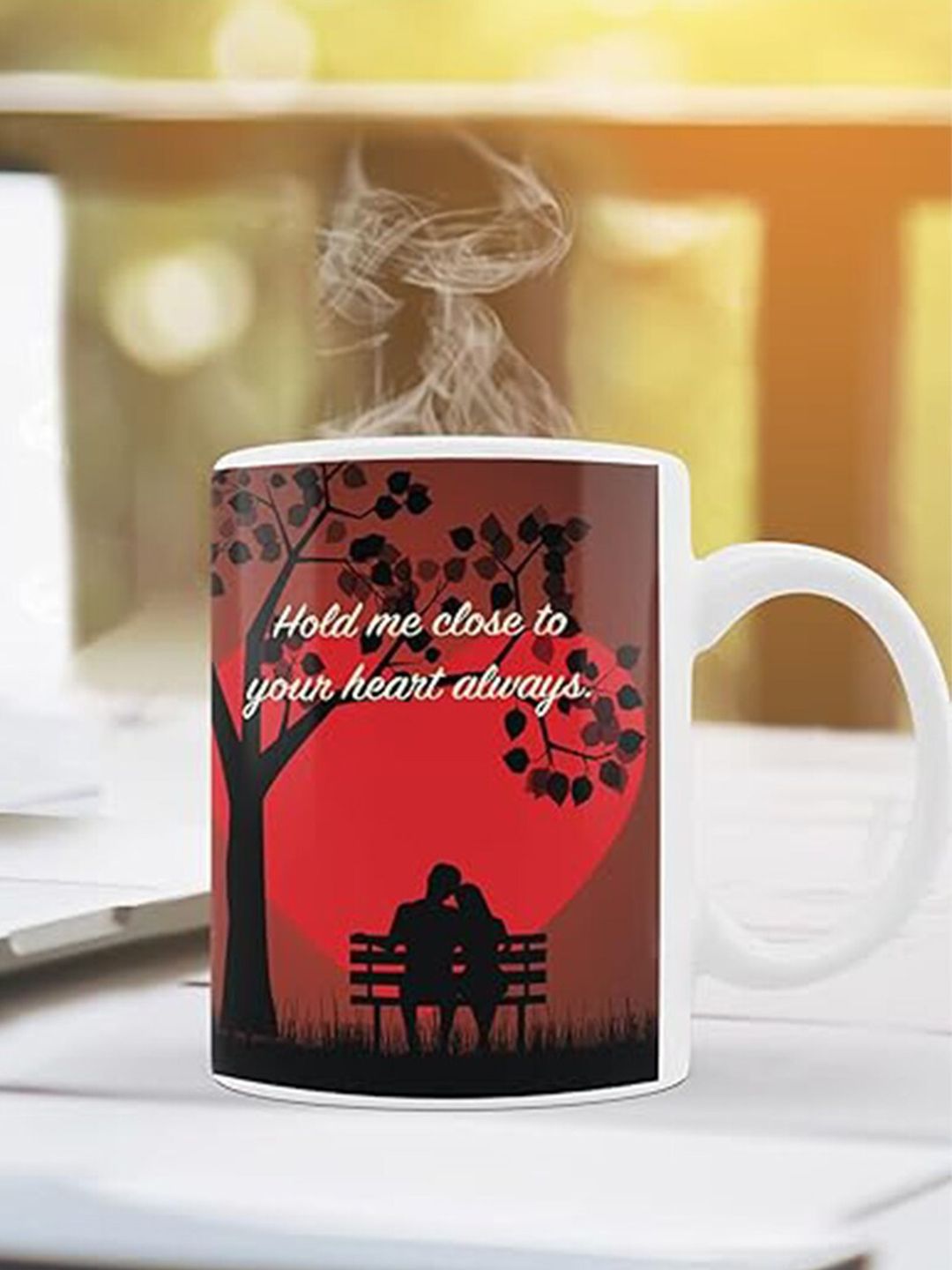 Kaameri Bazaar 3 Pieces Red Coffee Mug-Keychain & Greeting Card Gift Set-picture-11