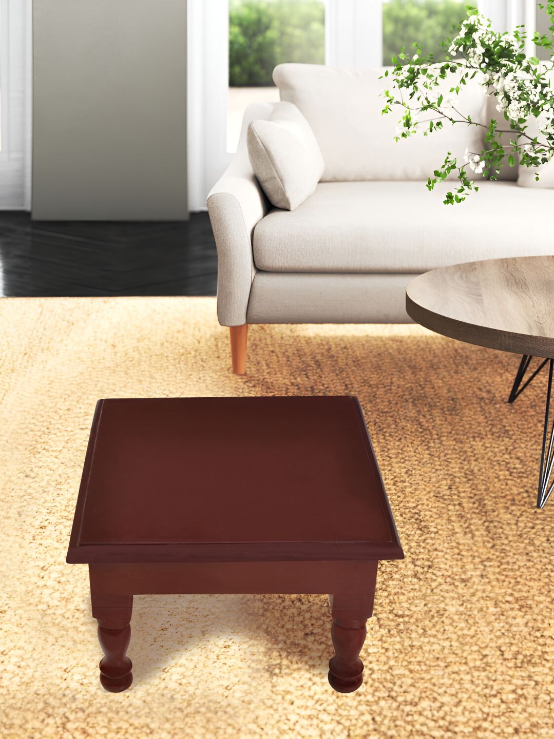 Lal Haveli Brown Wooden Pooja Chowkie-picture-19