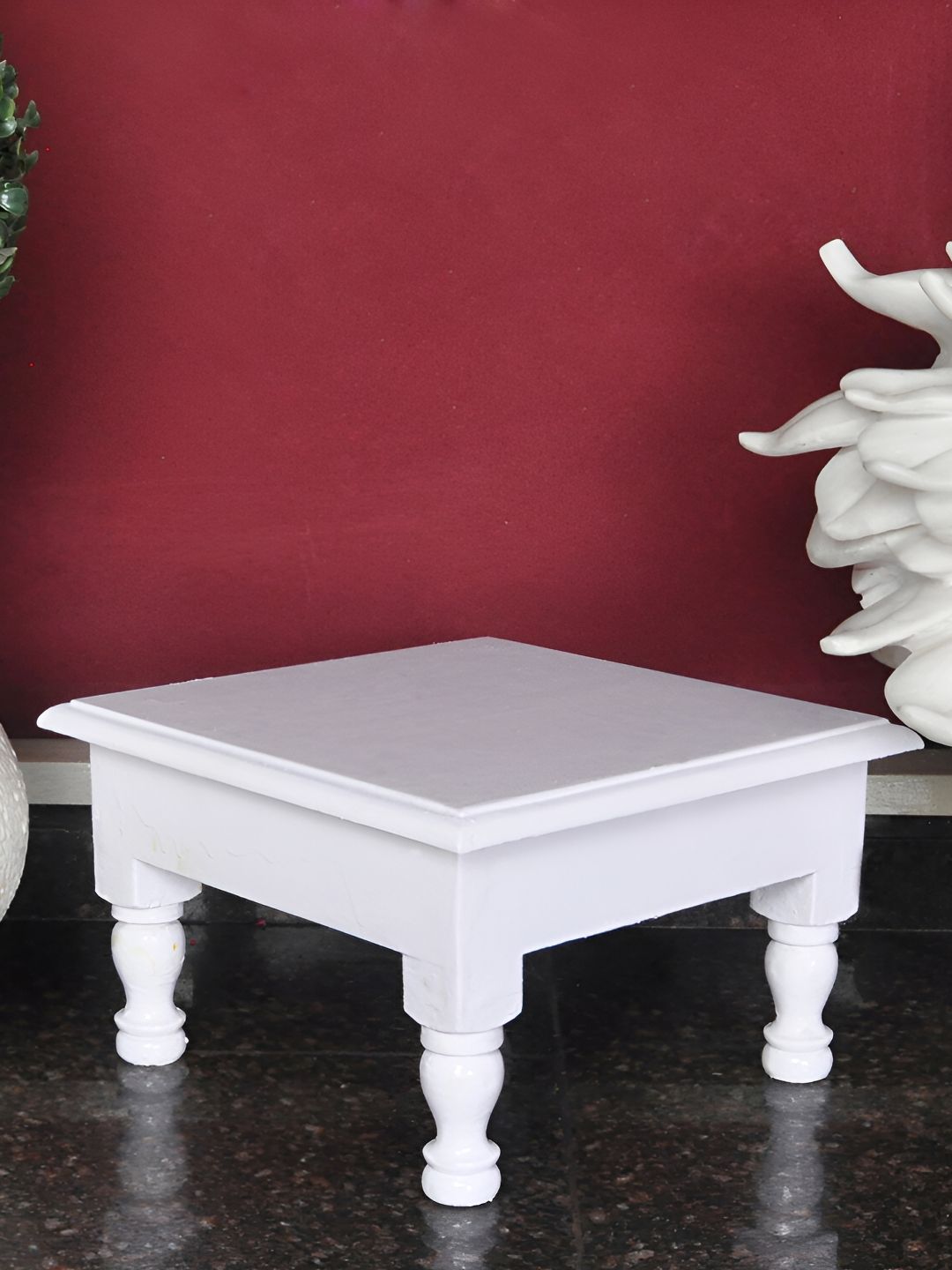 Lal Haveli White Wooden Pooja Chowkie-picture-41