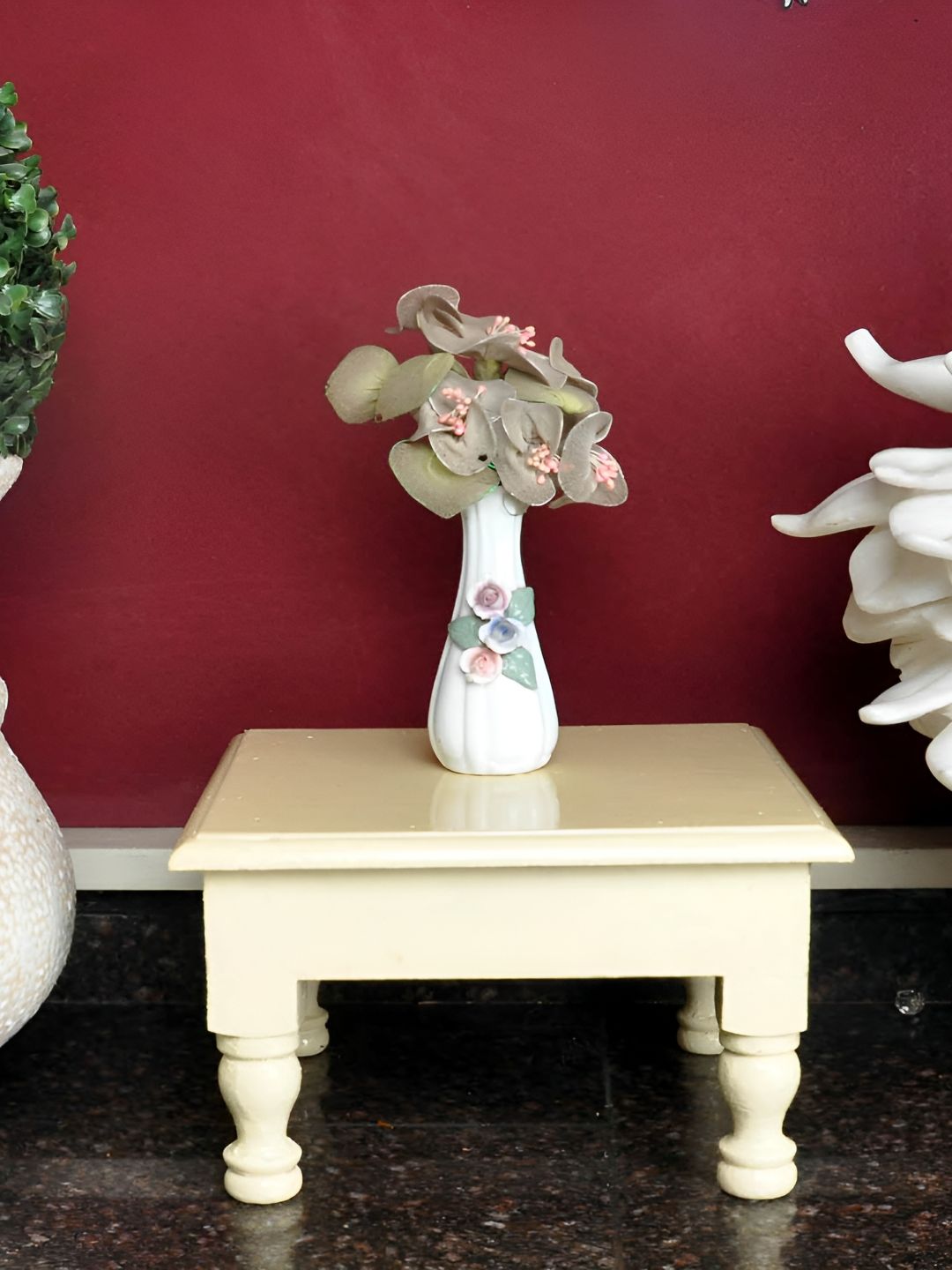 Lal Haveli Off White Wooden Pooja Chowkie-picture-10