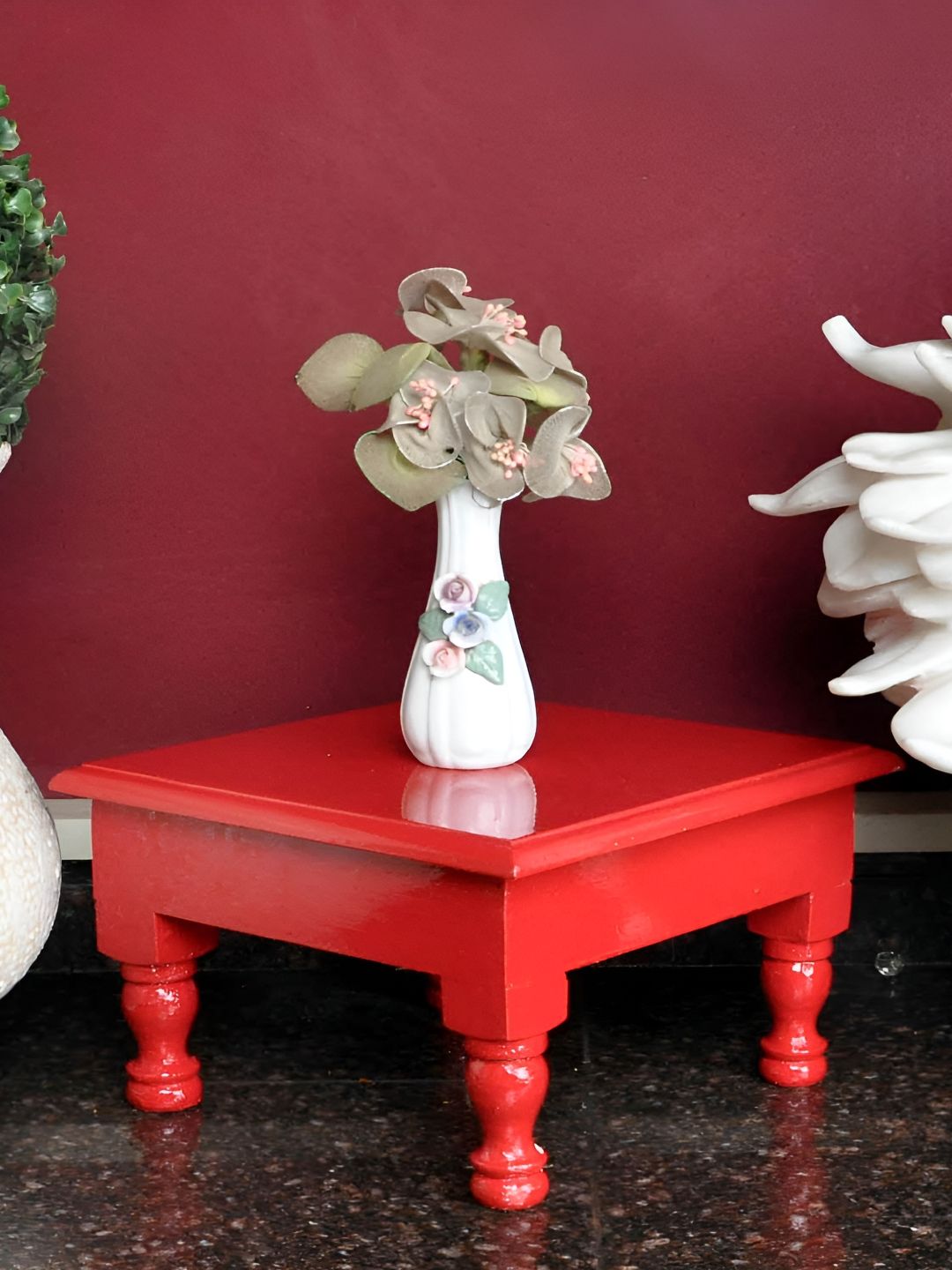 Lal Haveli Red Wooden Pooja Chowkie-picture-37