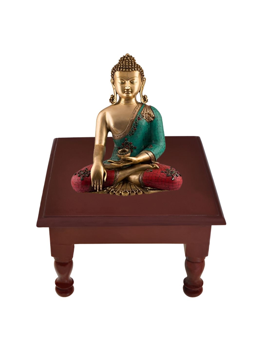 Lal Haveli Brown Wooden Pooja Chowkie-picture-26