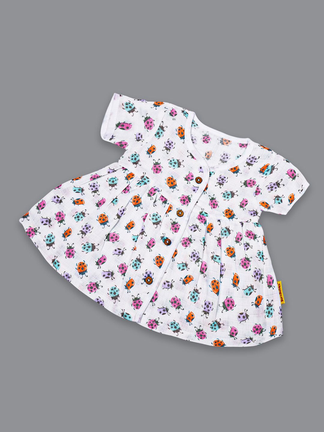 Born Babies Girls Floral Printed Organic Cotton A-Line Dress-image-14