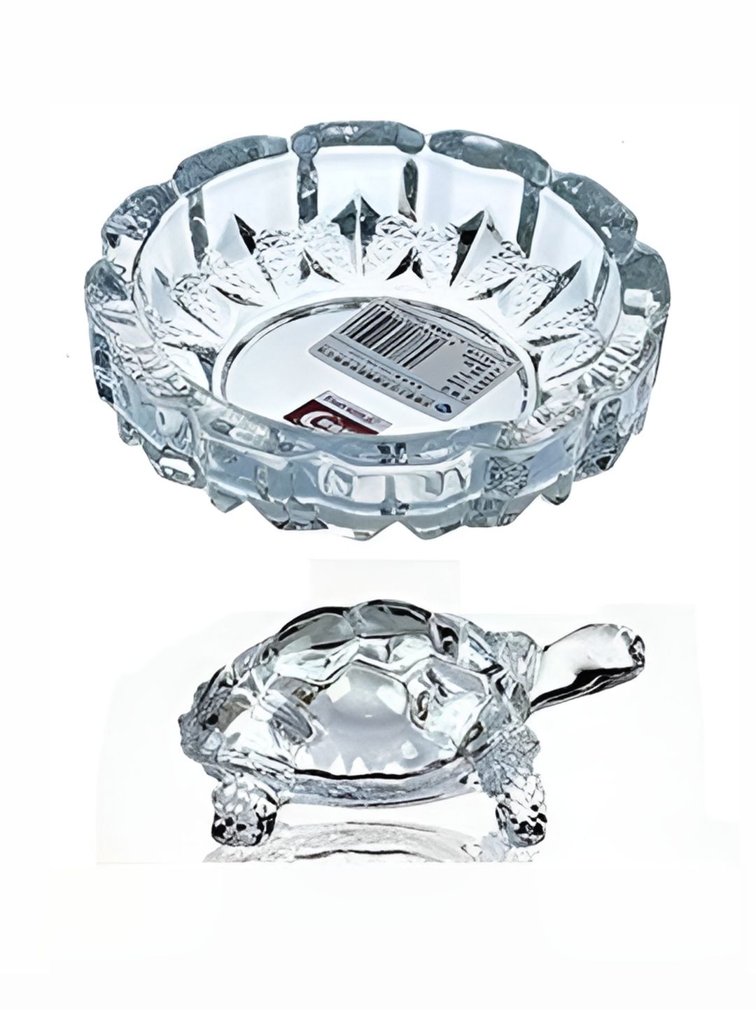 Navyaksh Transparent Glass Turtle With Beautiful Bowl Plate Fengshui Showpiece-picture-20