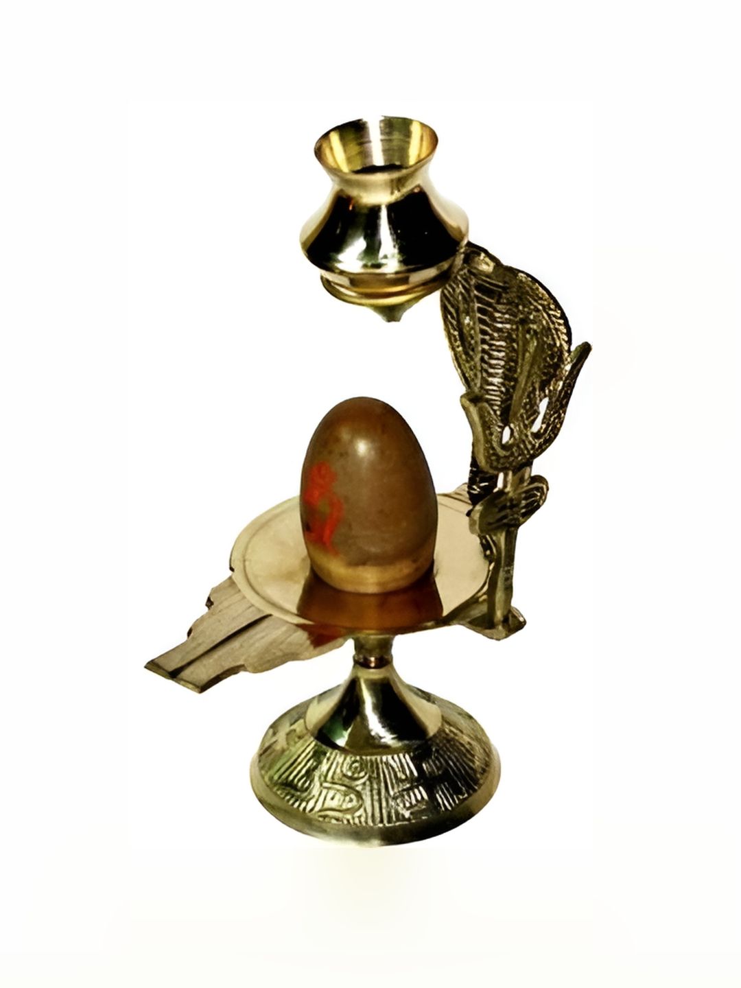 Navyaksh GoldToned Shivling Art Narmadeswar Narmada Shivling & Brass Jaladhari Showpiece-picture-32