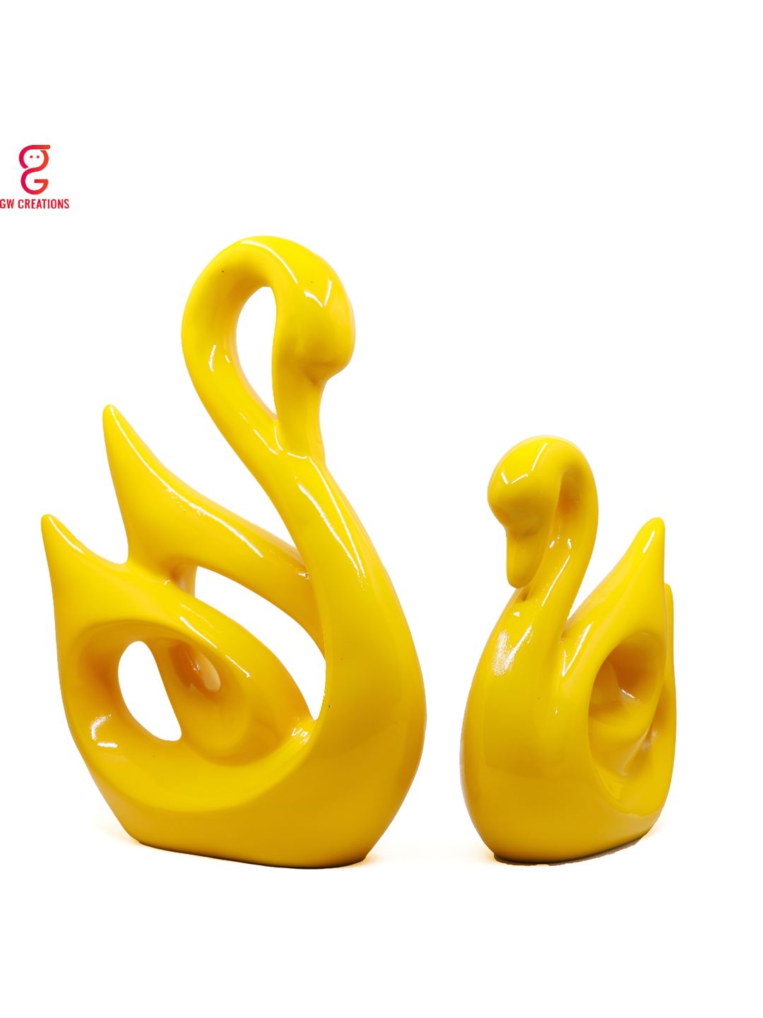GW CREATIONS Yellow 2 Pieces Birds Figurine Showpieces-picture-16