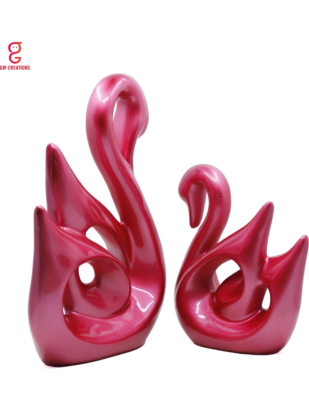 GW CREATIONS Dark Pink 2 Pieces Birds Figurine Showpieces-picture-31