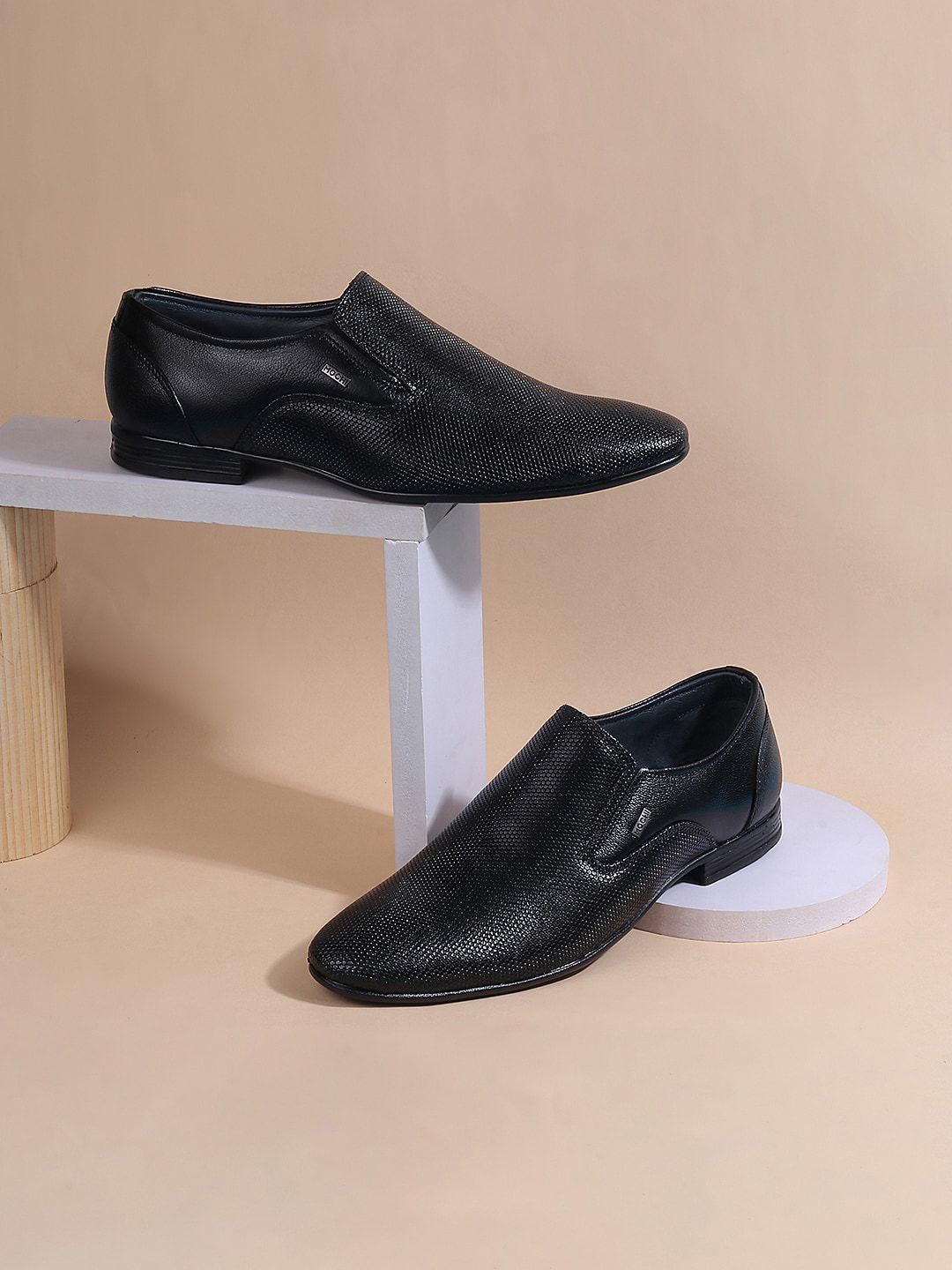 Mochi Men Textured Leather Slip-On Shoes-picture-13