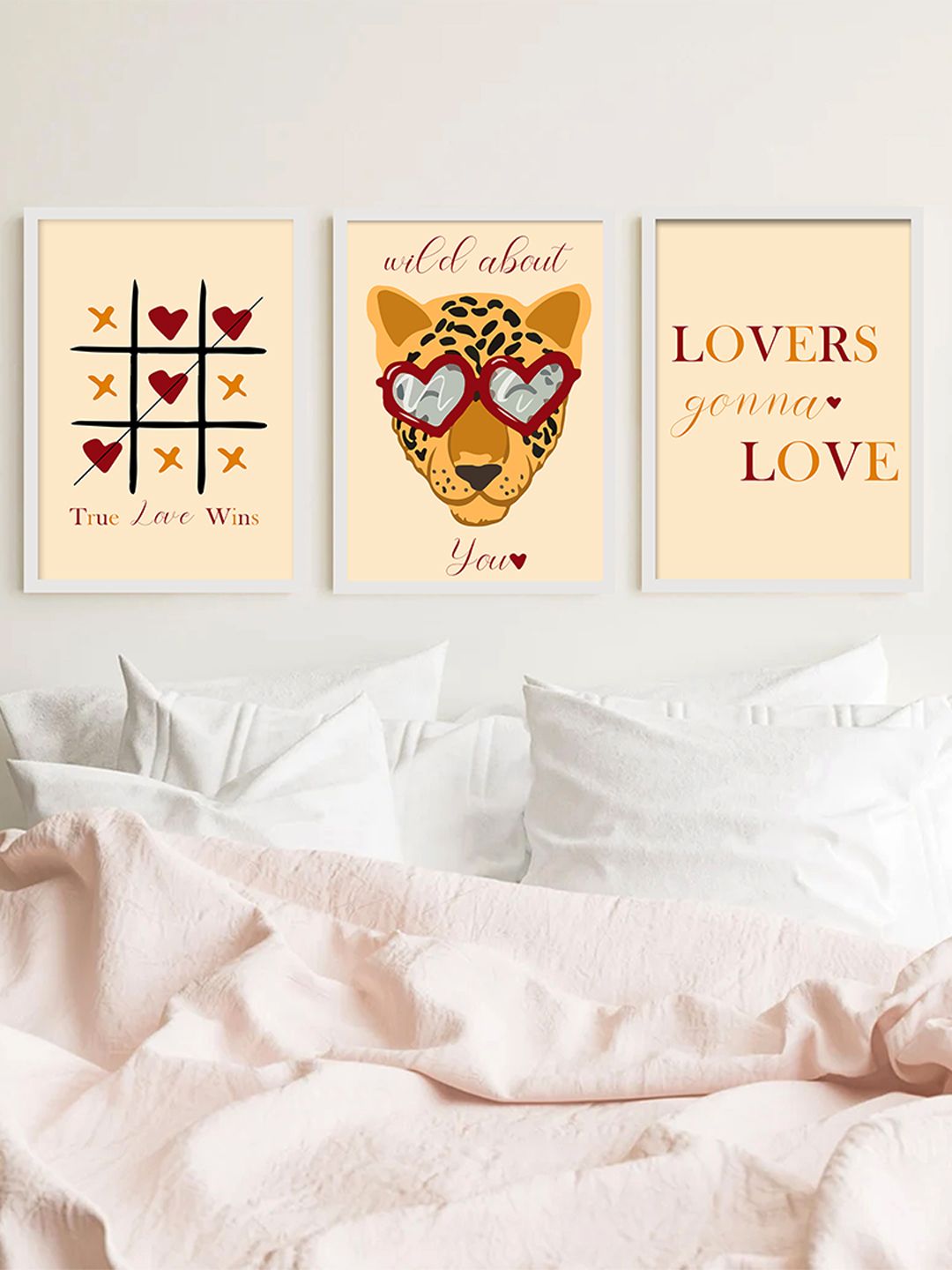 Art Street White & Yellow 3 Pieces Wooden Framed Painting Wall Art-picture-40