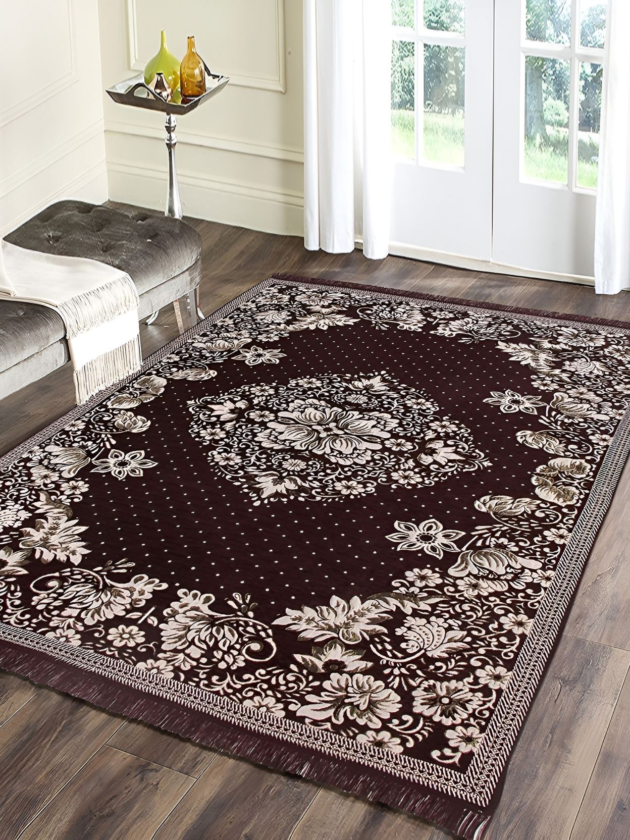 Sparrow world Brown Printed Chennille Carpet-picture-32