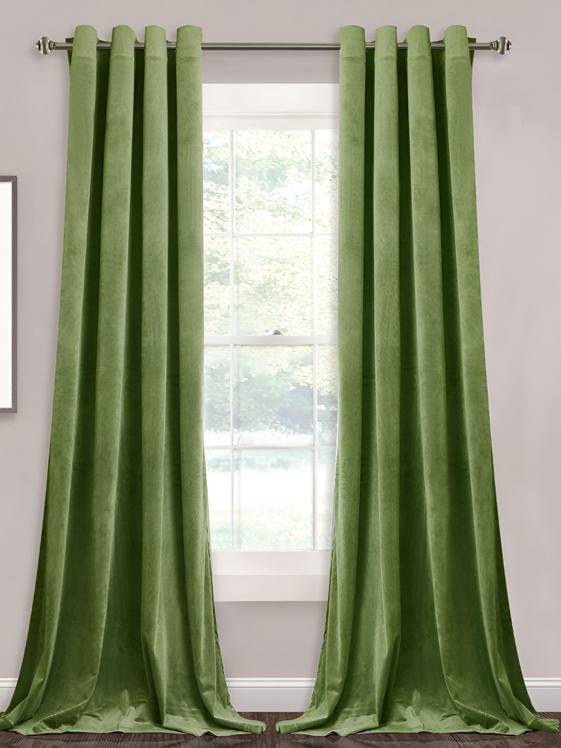 Sparrow world Olive Green 2 Pieces Black Out Window Curtains-image-7