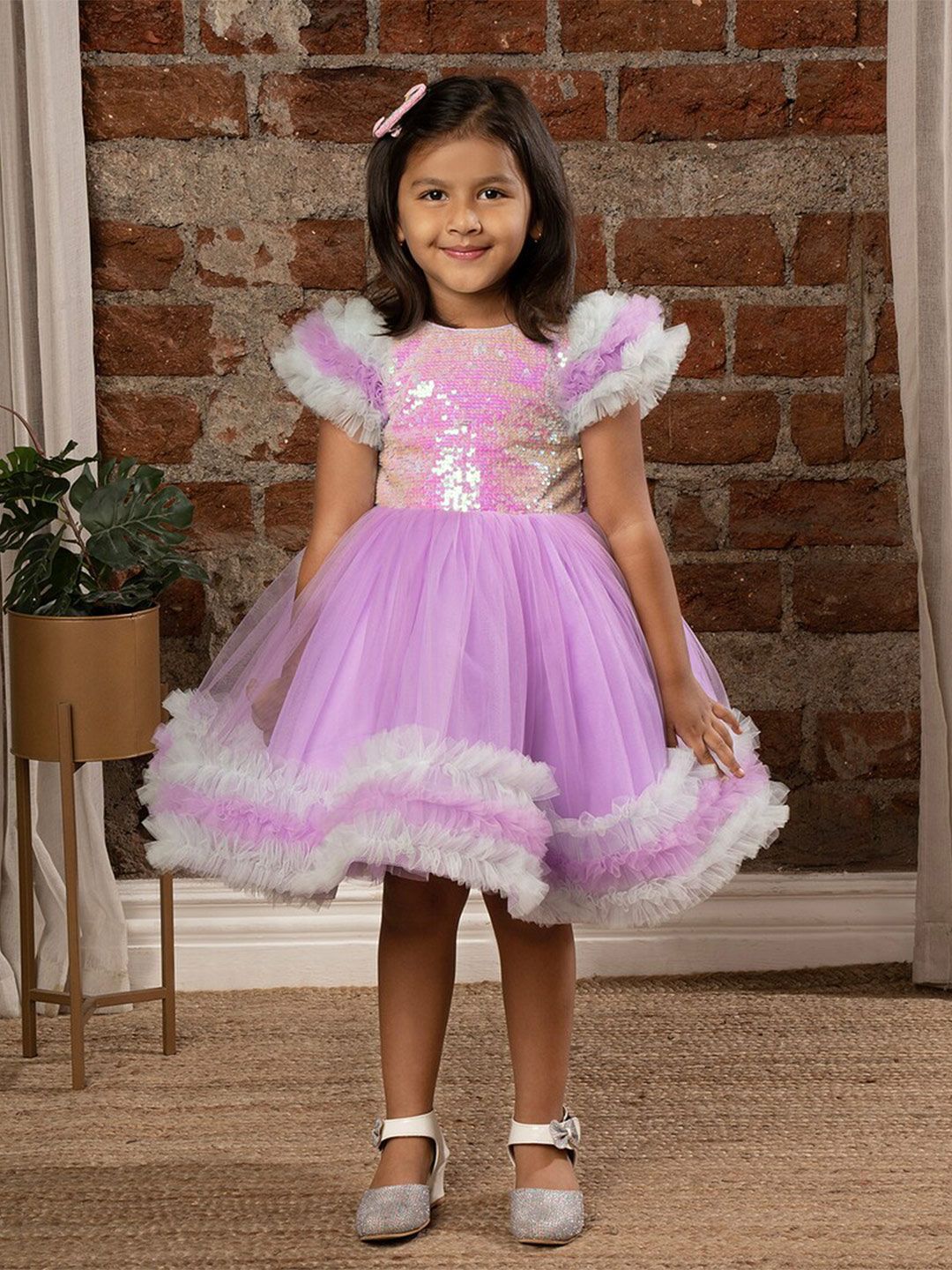 Ministitch Girls Embellished Net A-Line Dress-picture-10