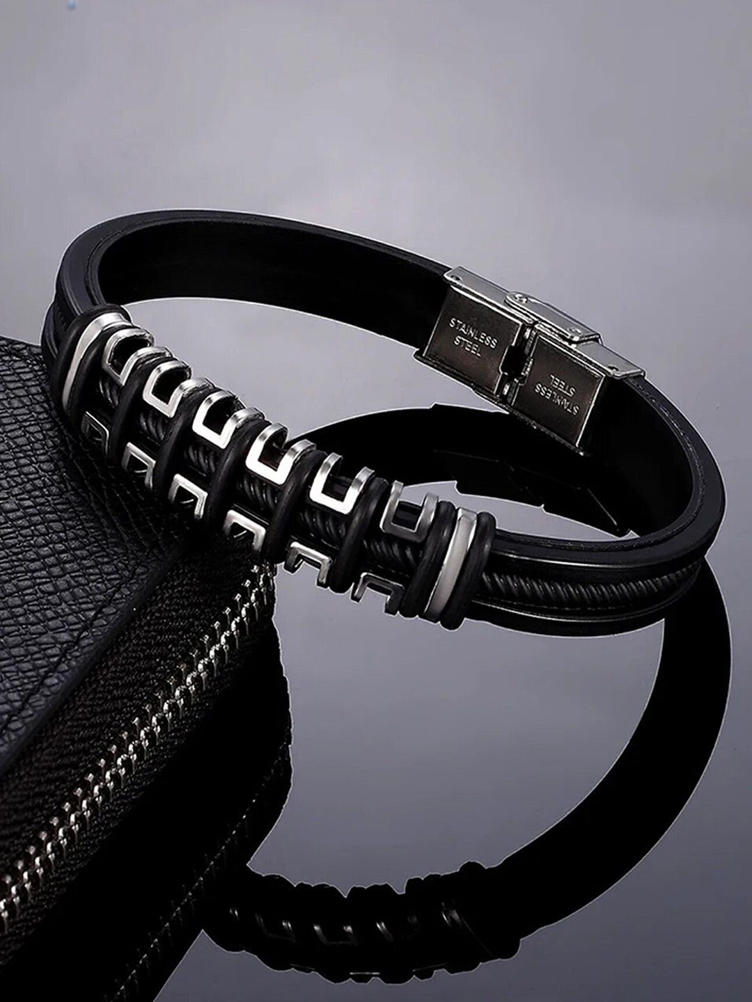 Fashion Frill Men Leather Silver-Plated Wraparound Bracelet-picture-34
