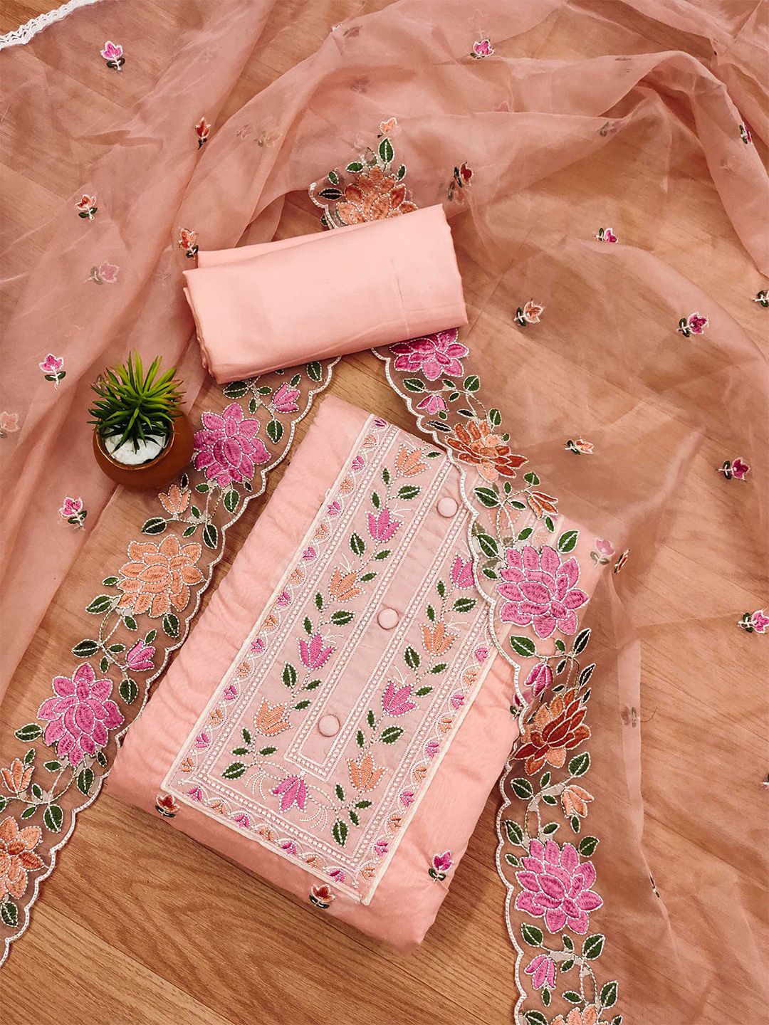 Panzora Floral Embroidered Unstitched Dress Material-picture-28