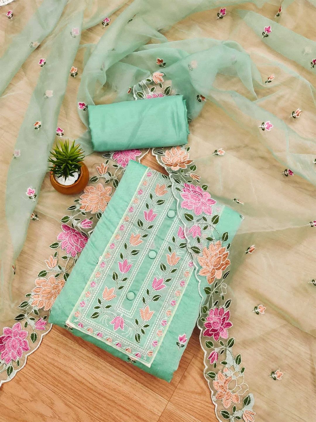 Panzora Floral Embroidered Unstitched Dress Material-picture-27