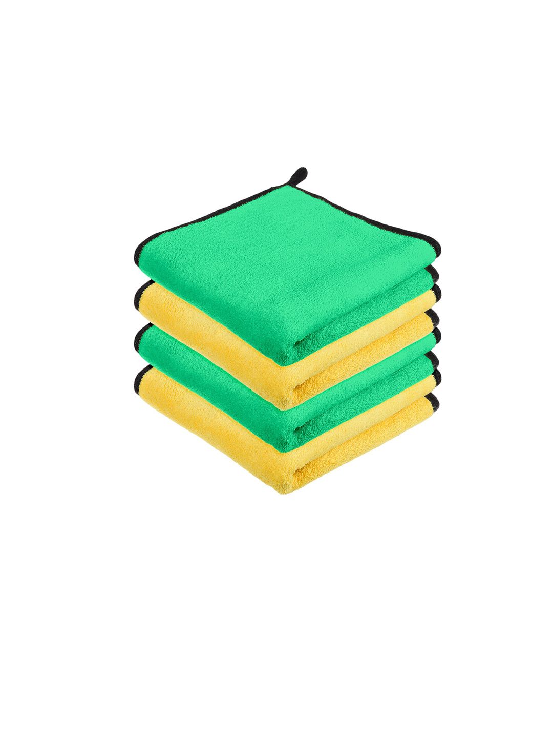Kuber Industries Yellow & Green 4 Pieces Microfiber Towels With Hanging Loops-picture-37