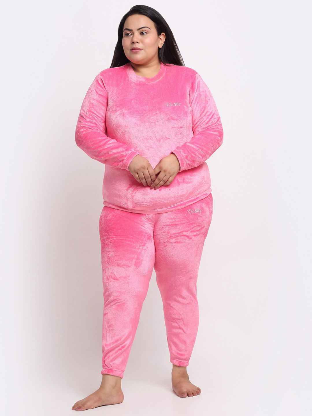 KLOTTHE Women Plus Size Solid Woollen Night Suit-picture-27