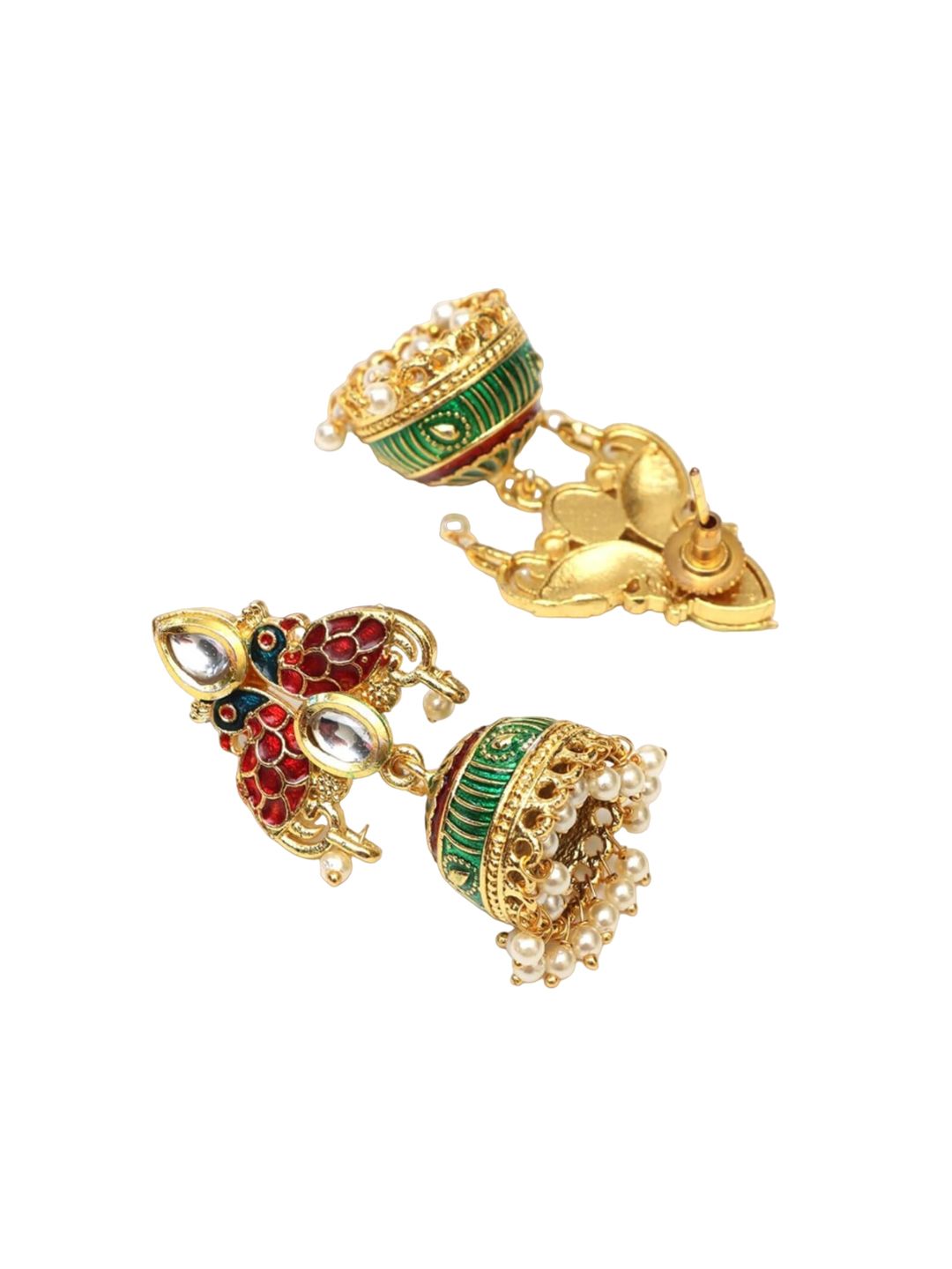ATIBELLE Gold Plated Kundan Jhumkas