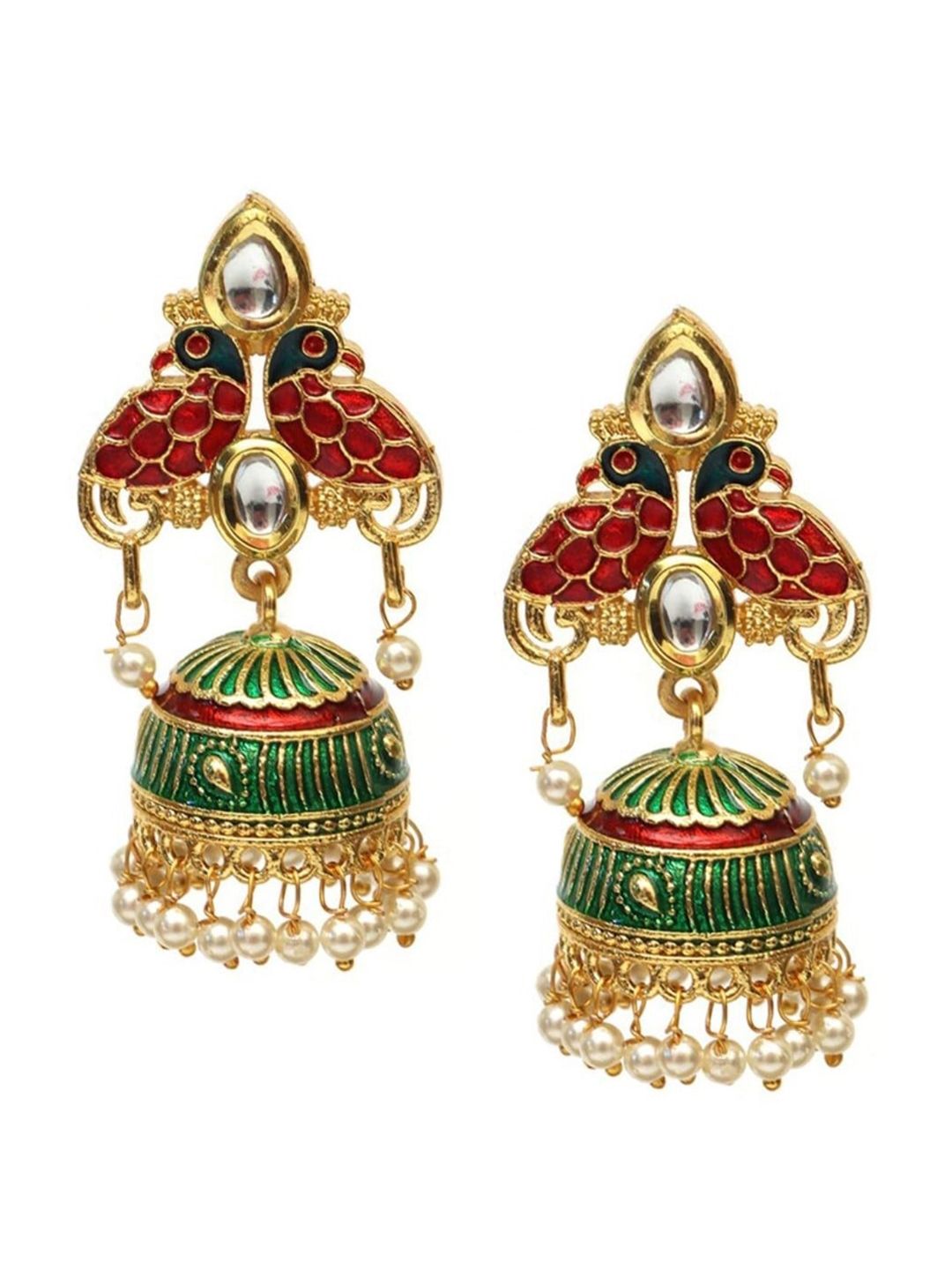 ATIBELLE Gold Plated Kundan Jhumkas