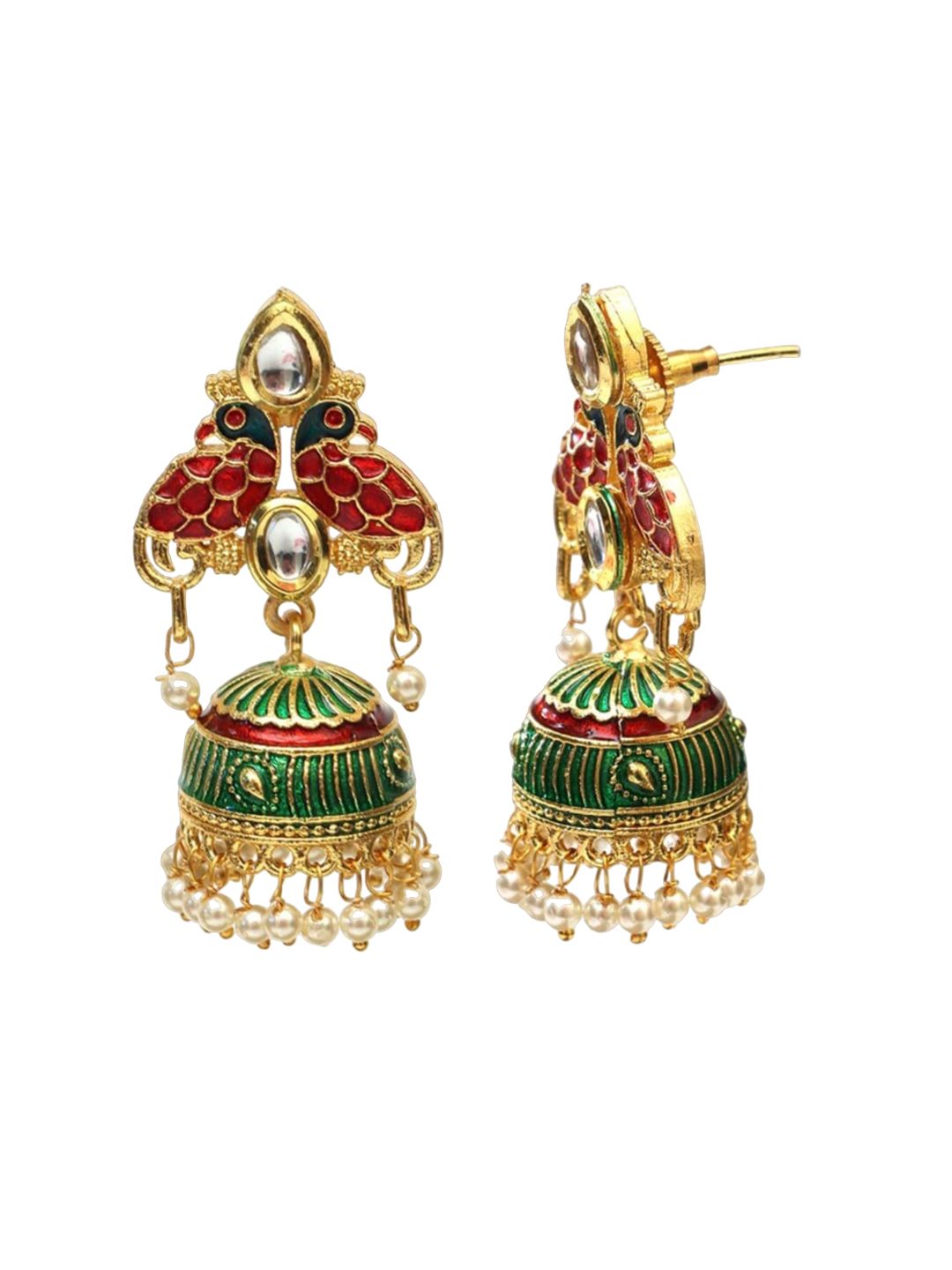 ATIBELLE Gold Plated Kundan Jhumkas