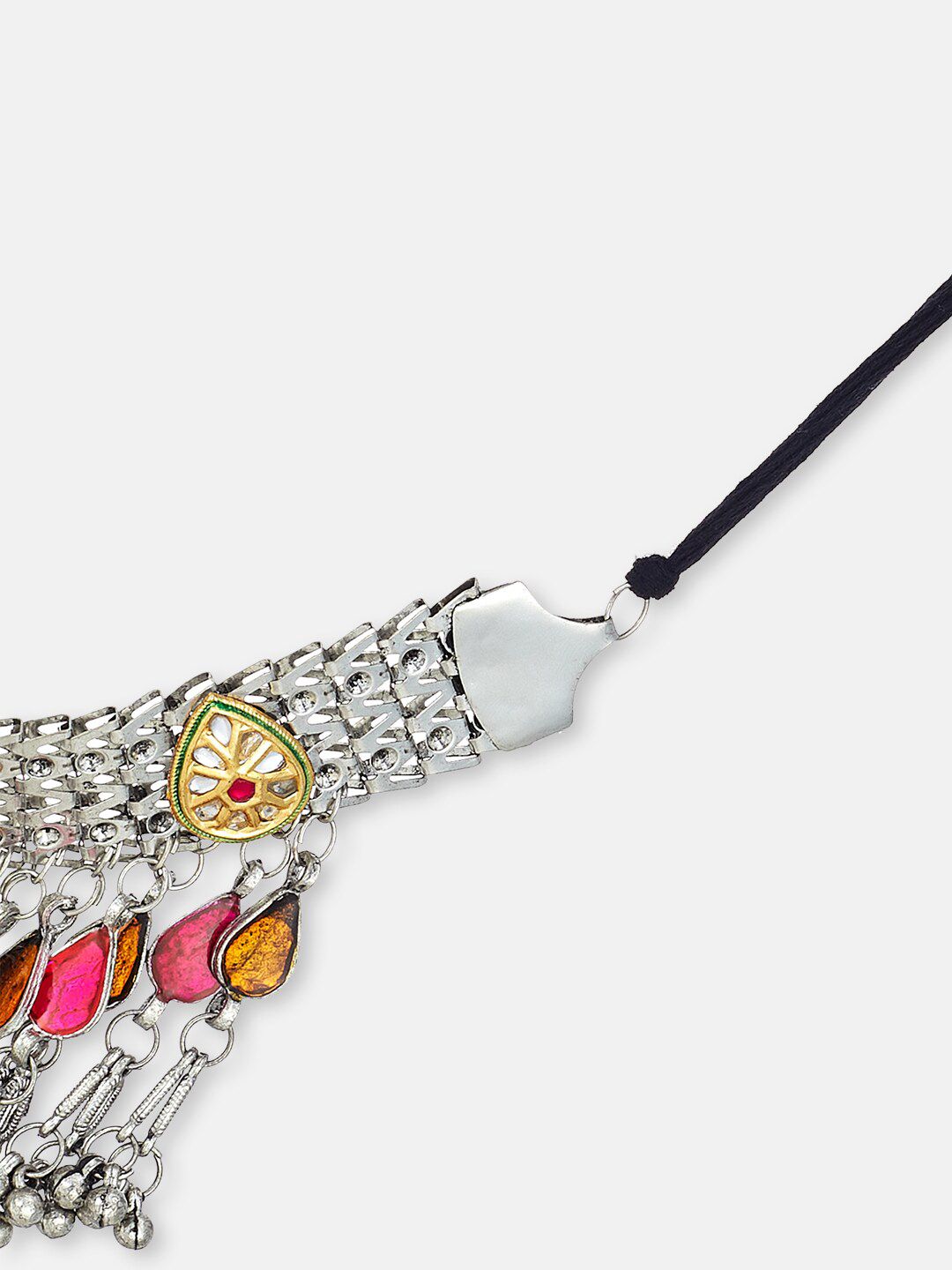 ATIBELLE Silver-Plated German Silver Kundan Stone Studded Necklace