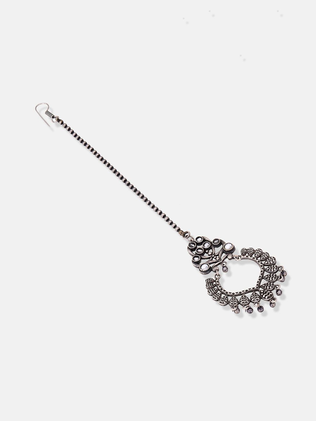 ATIBELLE Set Of 2 Gold-Plated Stones-Studded & Beaded Maang Tika