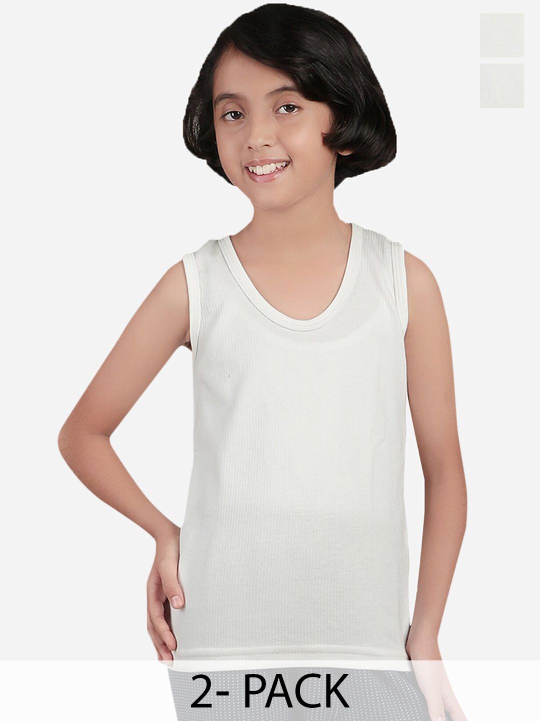 BODYCARE INSIDER Kids Pack Of 2 Round Neck Sleeveless Cotton Thermal Tops-picture-19