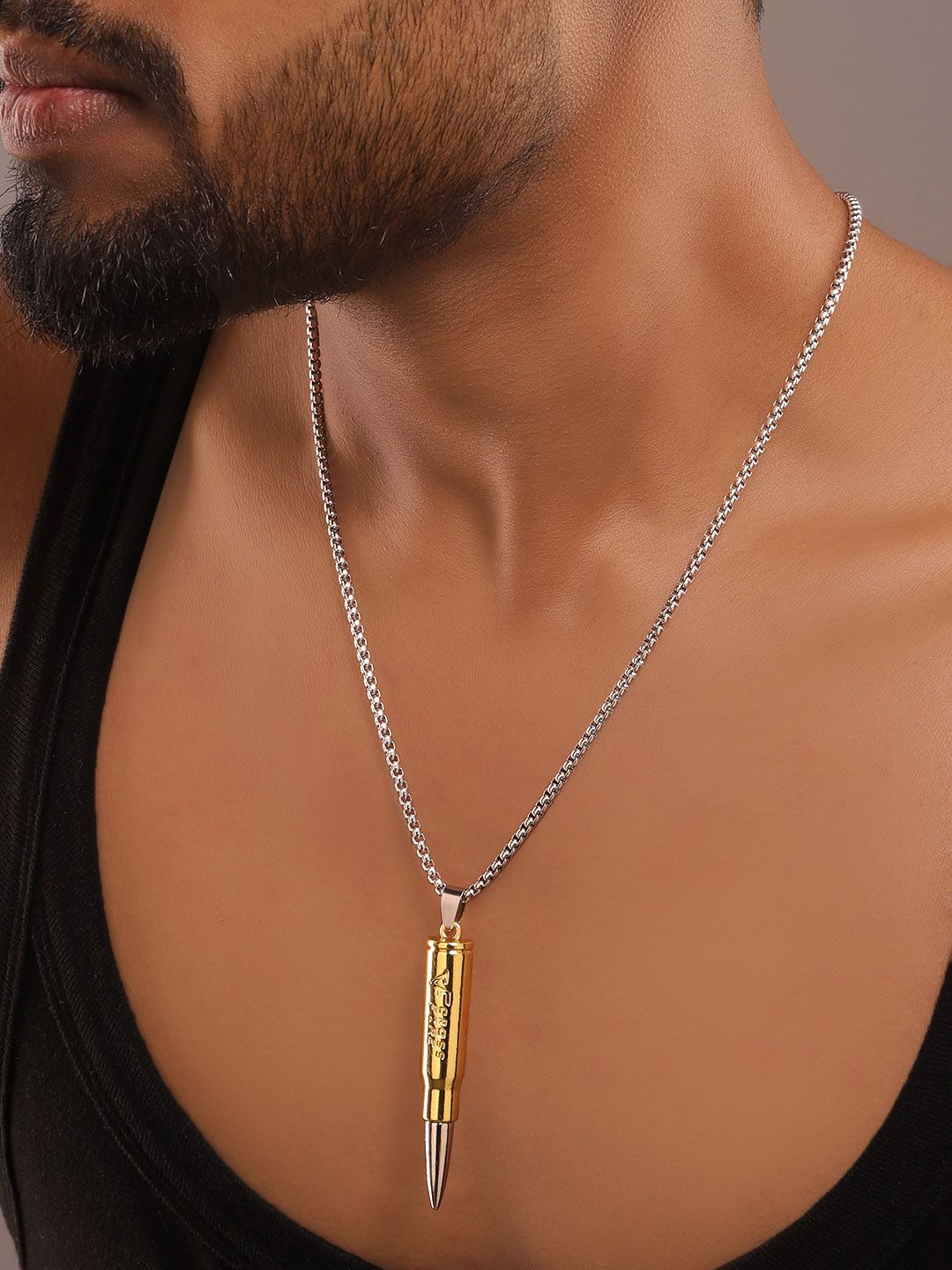 Roadster Silver-Plated Textured Chain With Pendant-picture-10