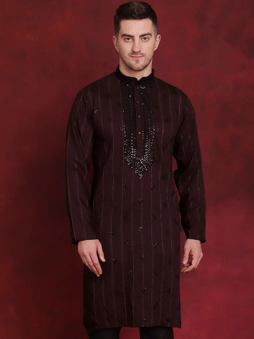 Jompers Geometric Embroidered Sequinned Kurta-picture-22