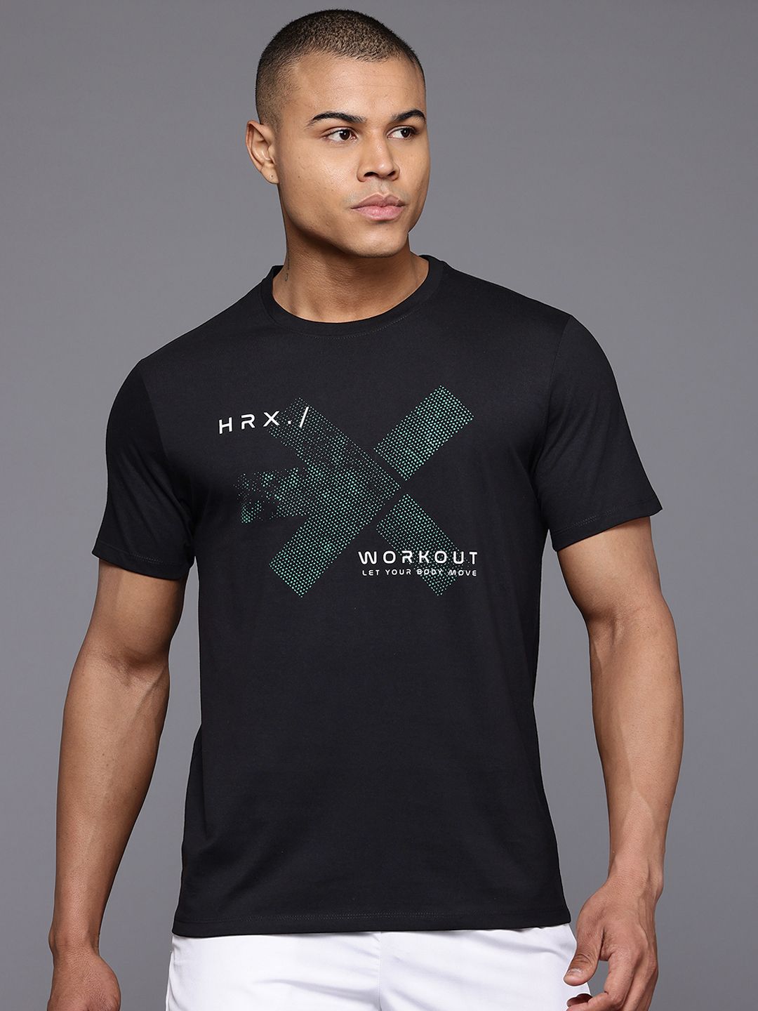 HRX by Hrithik Roshan Brand Logo Printed Training T-shirt-picture-46