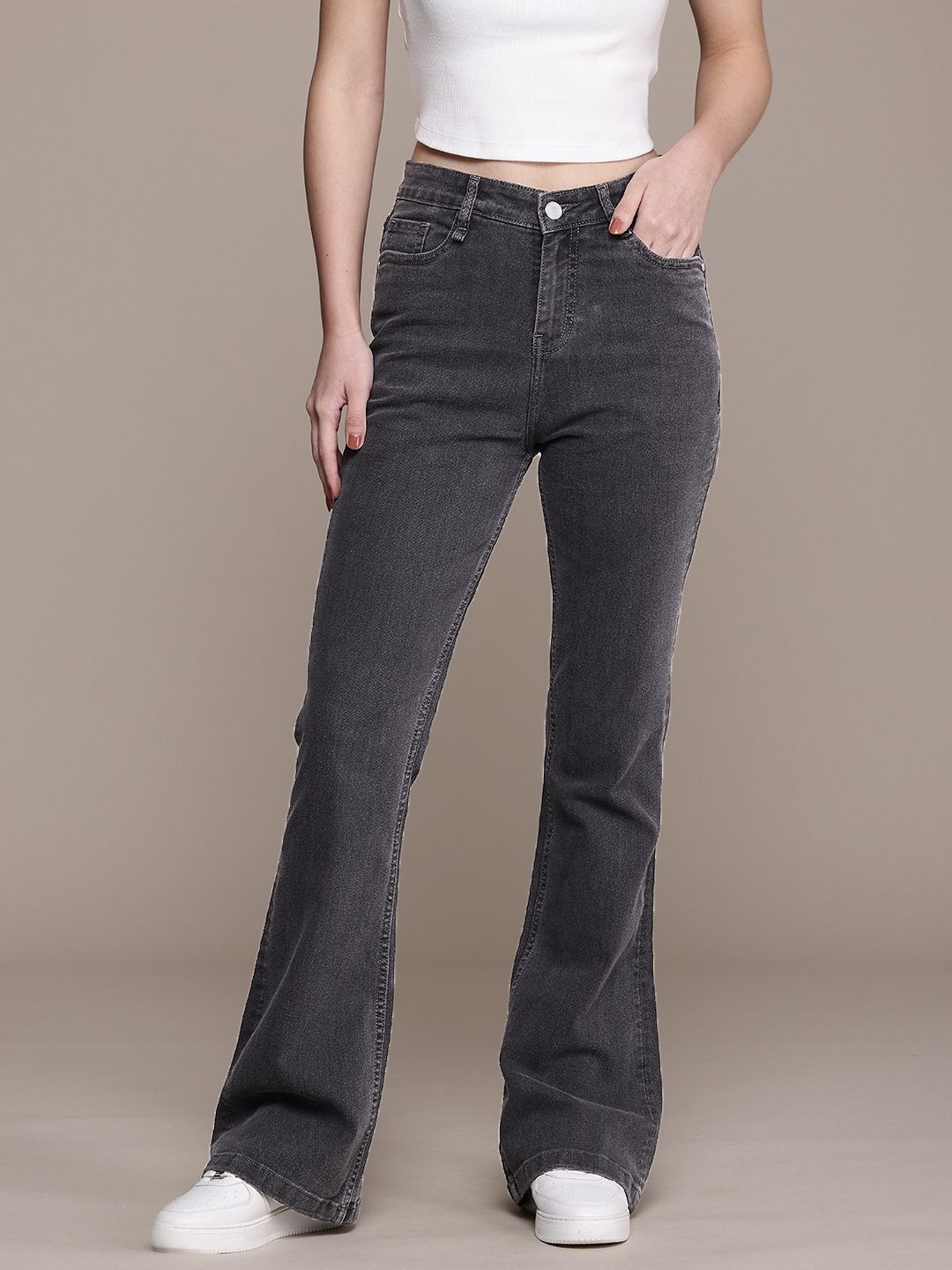 The Roadster Life Co. Women High Rise Flared Fit Light Fade Stretchable Jeans-picture-45