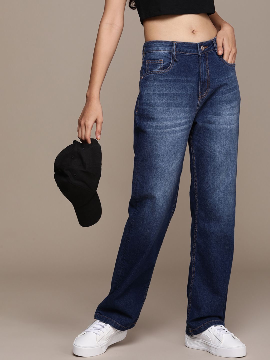 The Roadster Life Co. Women High Rise Straight Fit Light Fade Stretchable Jeans-picture-38