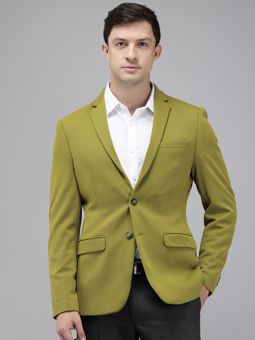 Park Avenue Self Design Single-Breasted Slim Fit Casual Blazer-image-33