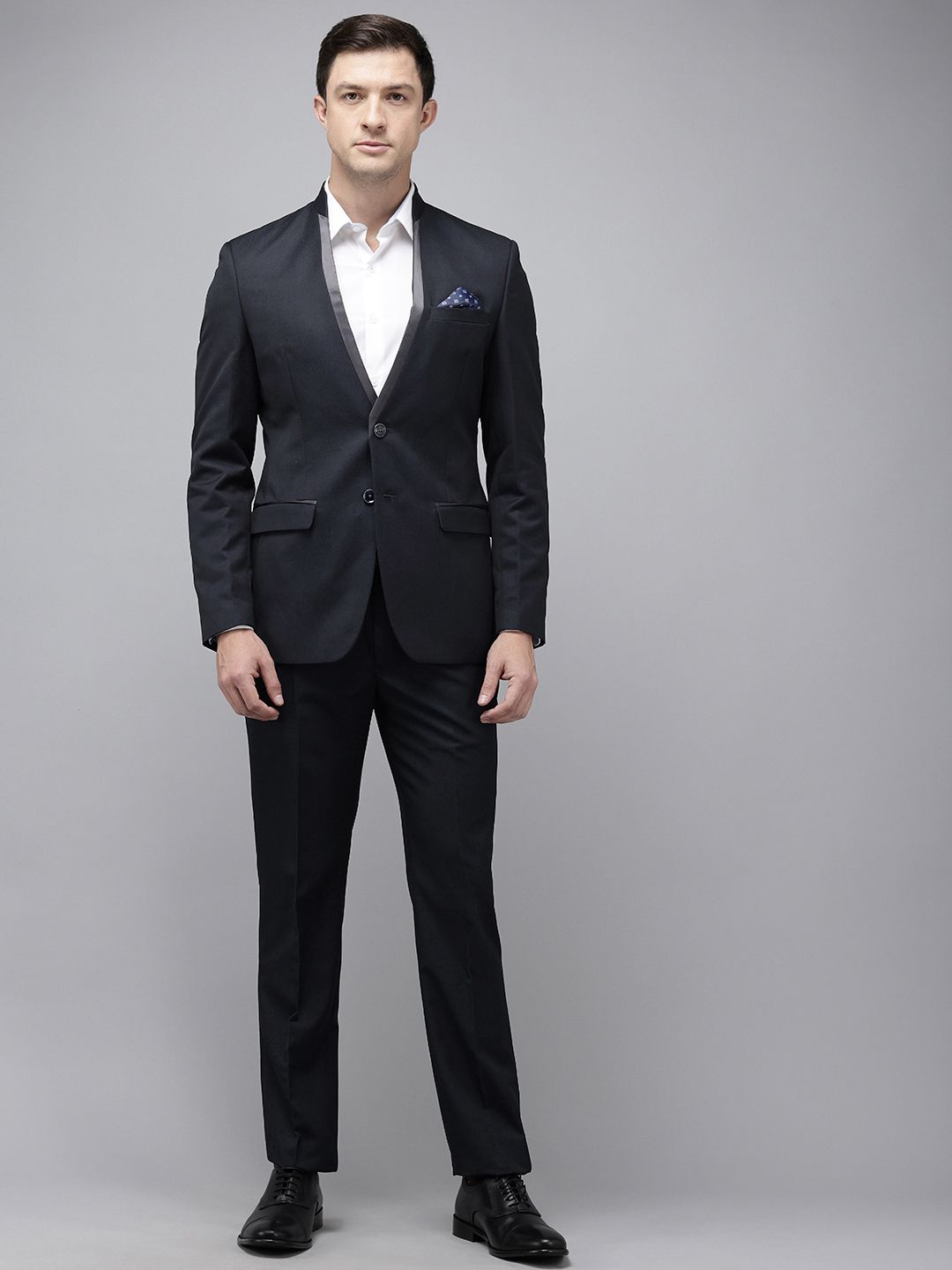 Park Avenue Super Slim Fit Self Design Notched Lapel Single-Breasted 2 Piece Suits-picture-14