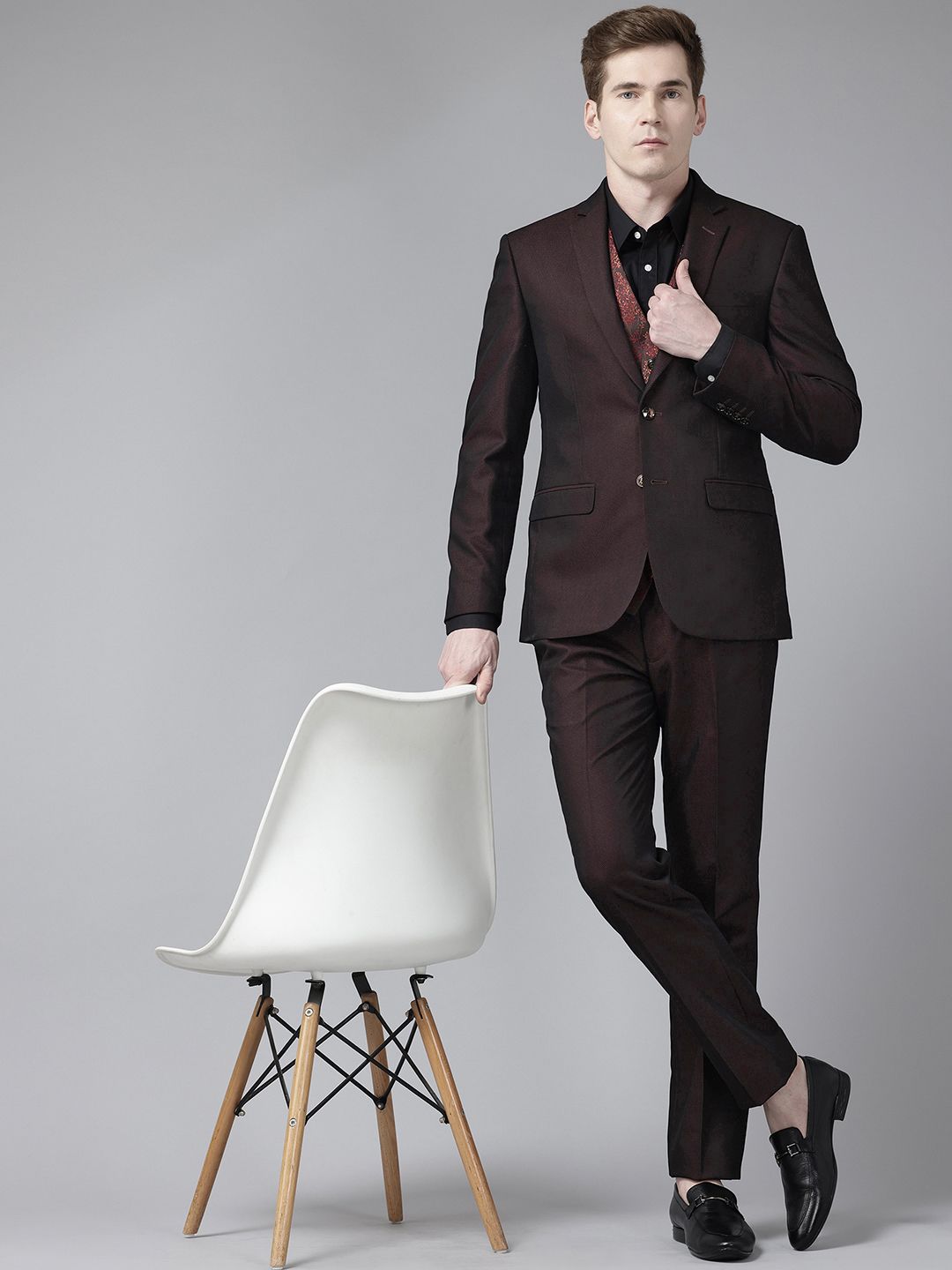 Park Avenue Self Design Super Slim Fit Single-Breasted 3-Piece Party Suit-picture-27