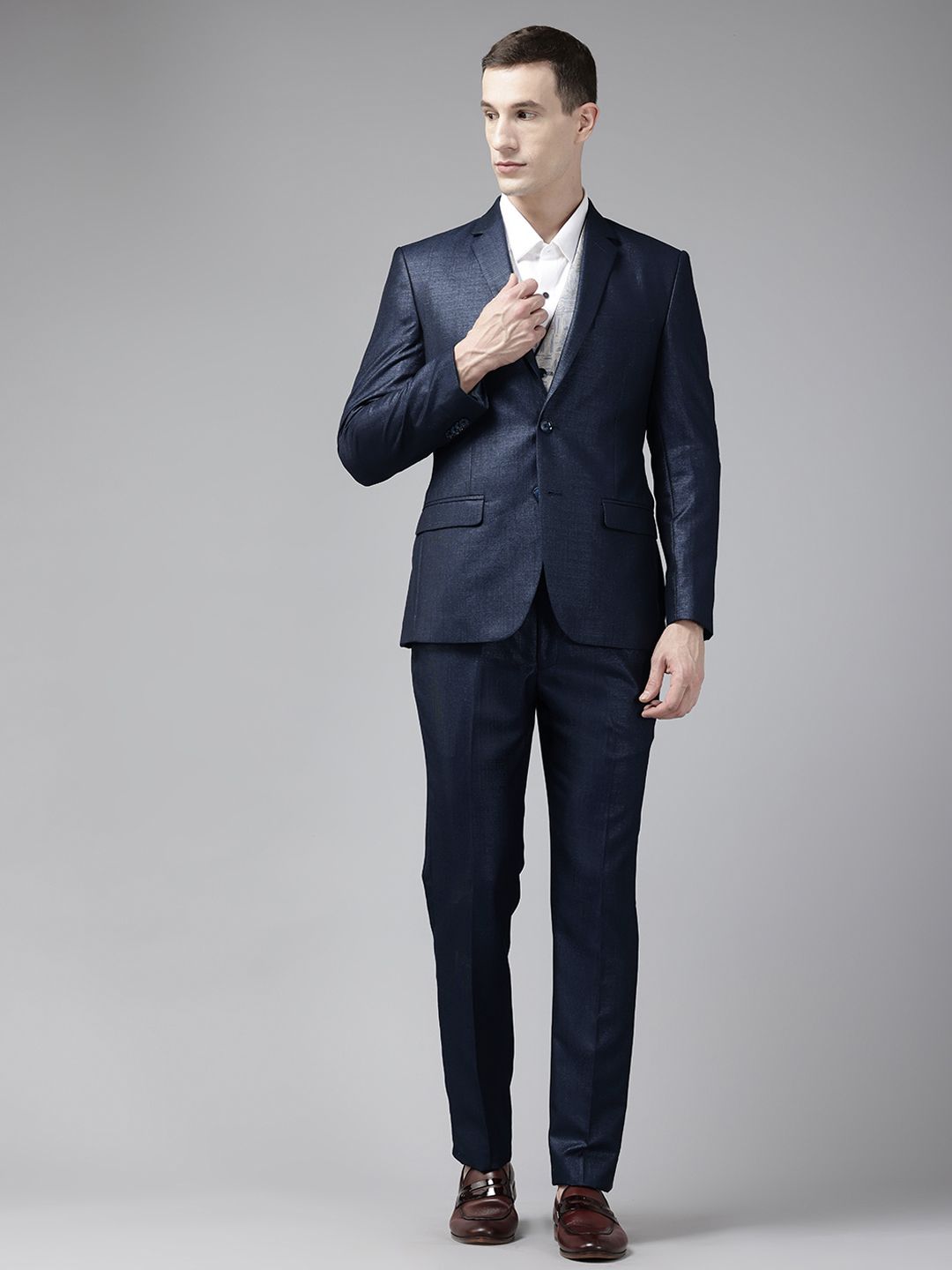 Park Avenue Notched Lapel Collar Super Slim Fit 3 Piece Formal Suit