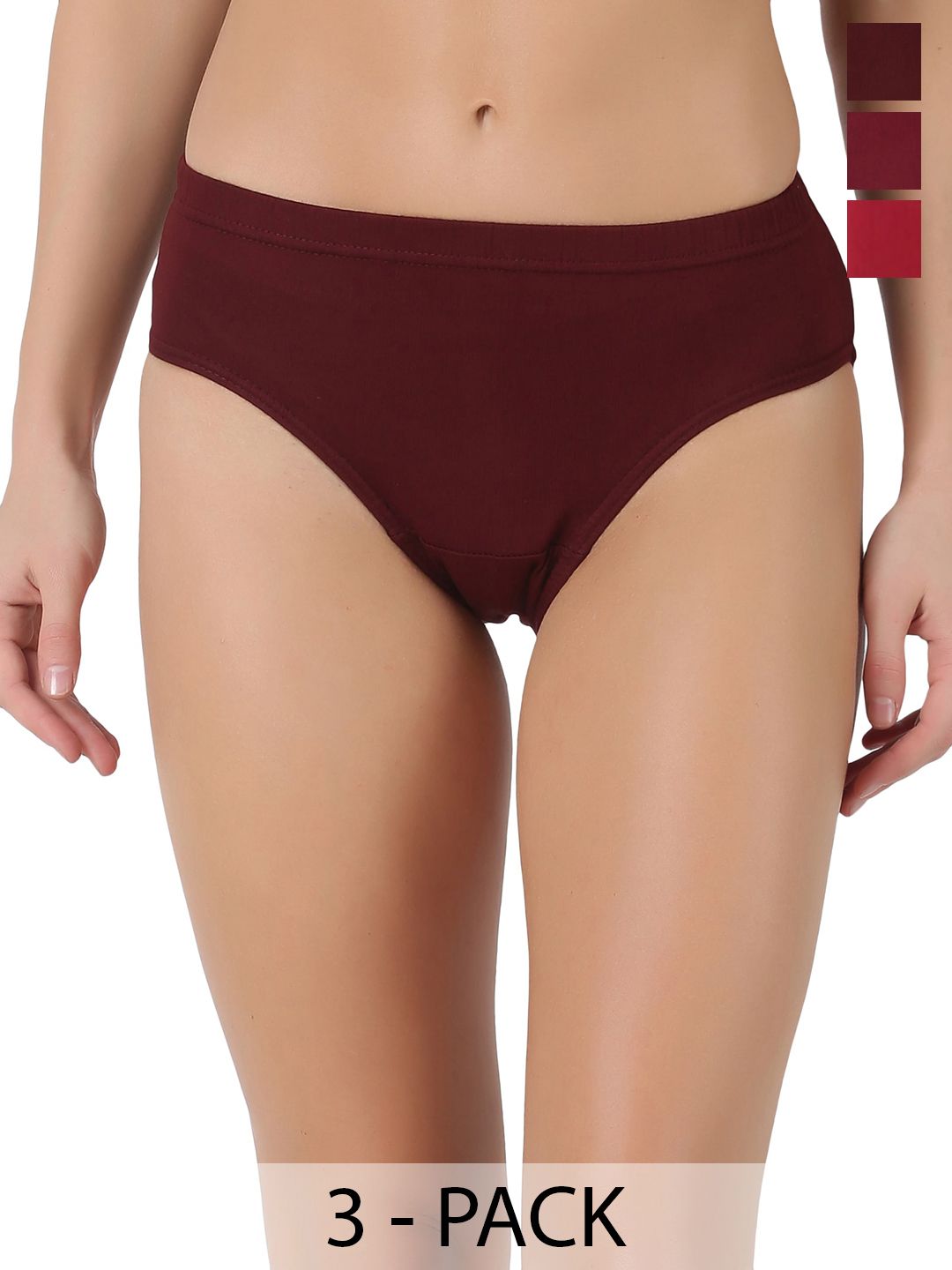Dollar Pack Of 3 Assorted Anti Bacterial Pure Cotton Hipster Briefs-image-12
