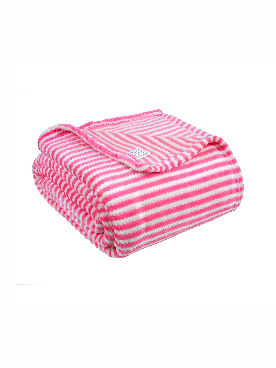 bsb home Pink & White Striped Fleece AC Room 300 GSM Double Bed Blanket-picture-25