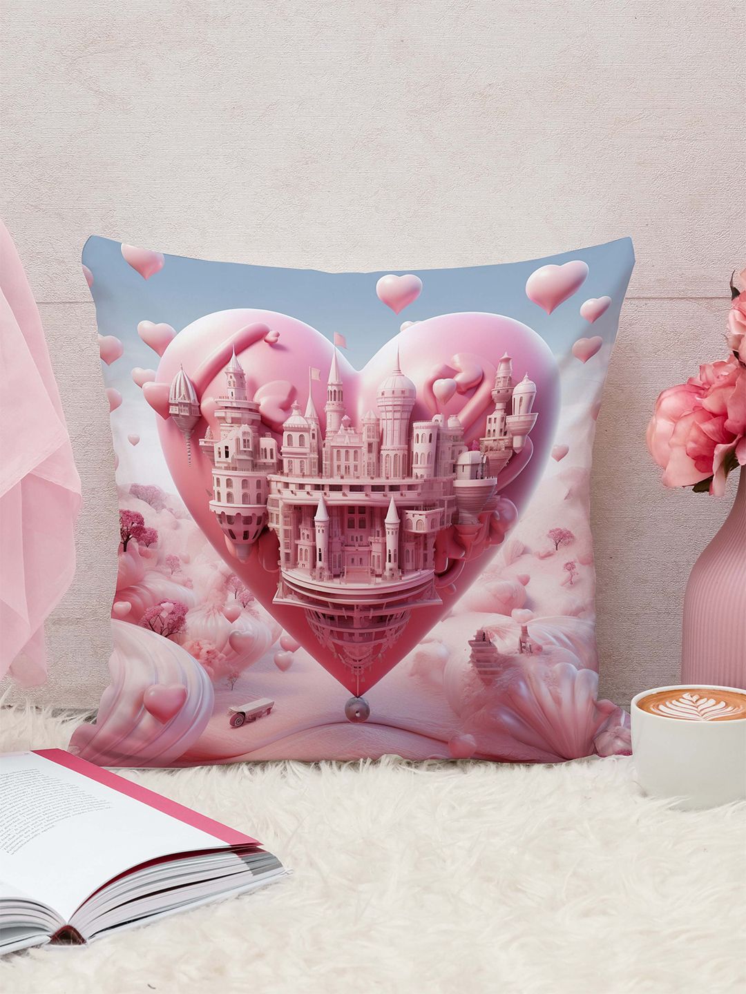 STITCHNEST White & Pink Square Cushion Covers-image-23