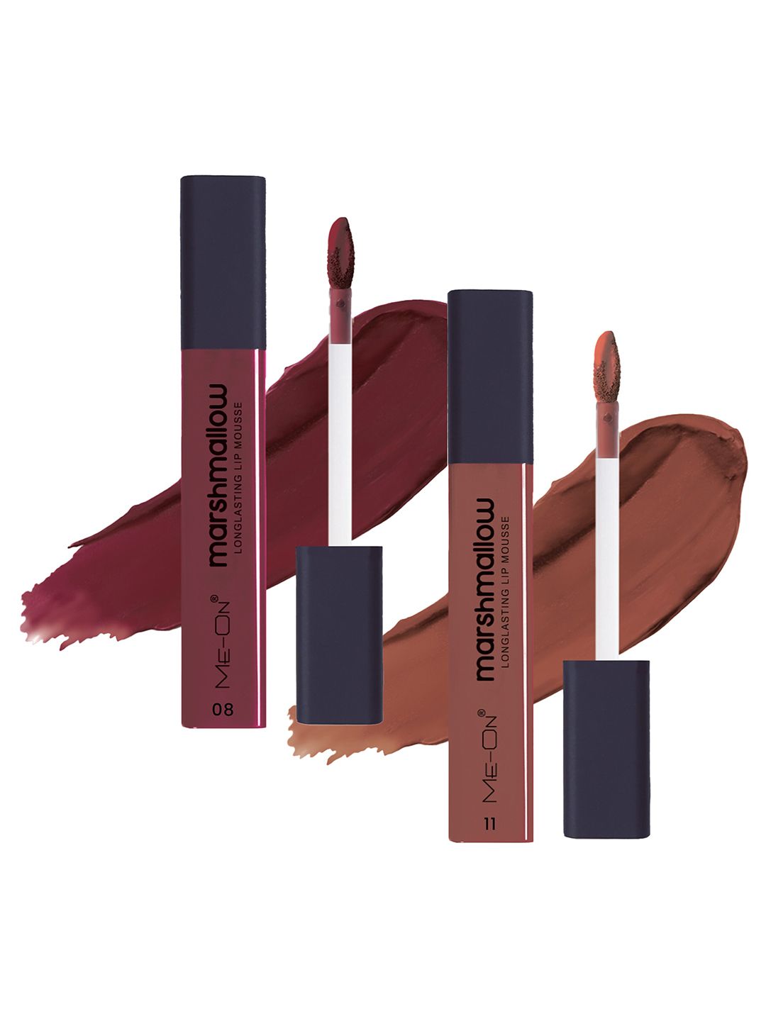 ME-ON Set Of 2 Marshmallow Long Lasting Lip Mousse -6ml Each - Red Wine 08-Mocha Lover 11-picture-41