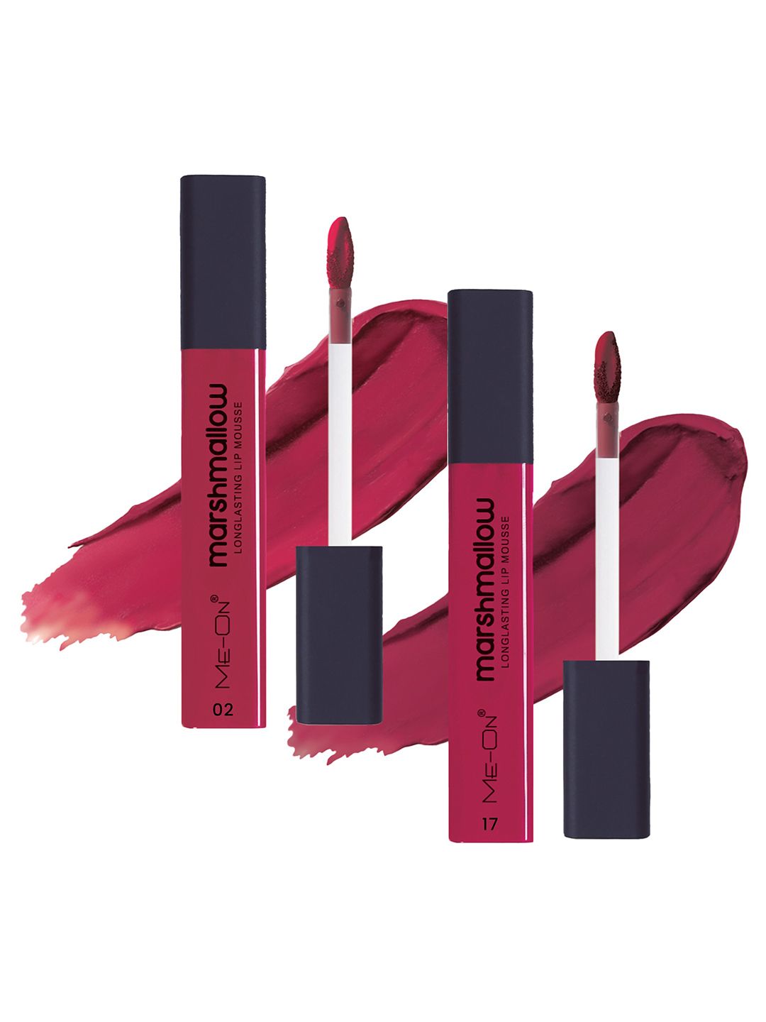 ME-ON Set Of 2 Marshmallow Long Lasting Lip Mousse-6mlEach-Crimson Red 02-Mauve Mischief17-picture-36