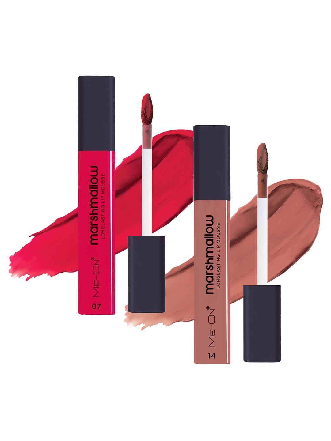ME-ON Set Of 2 Marshmallow Long Lasting Lip Mousse -6ml Each - Raspberry 07-Cocoa Sin 14-image-5