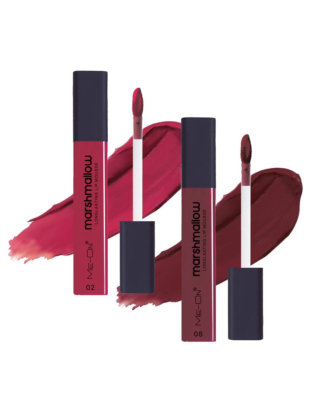 ME-ON Set Of 2 Marshmallow Long Lasting Lip Mousse -6ml Each - Crimson Red 02-Red Wine 08-picture-13