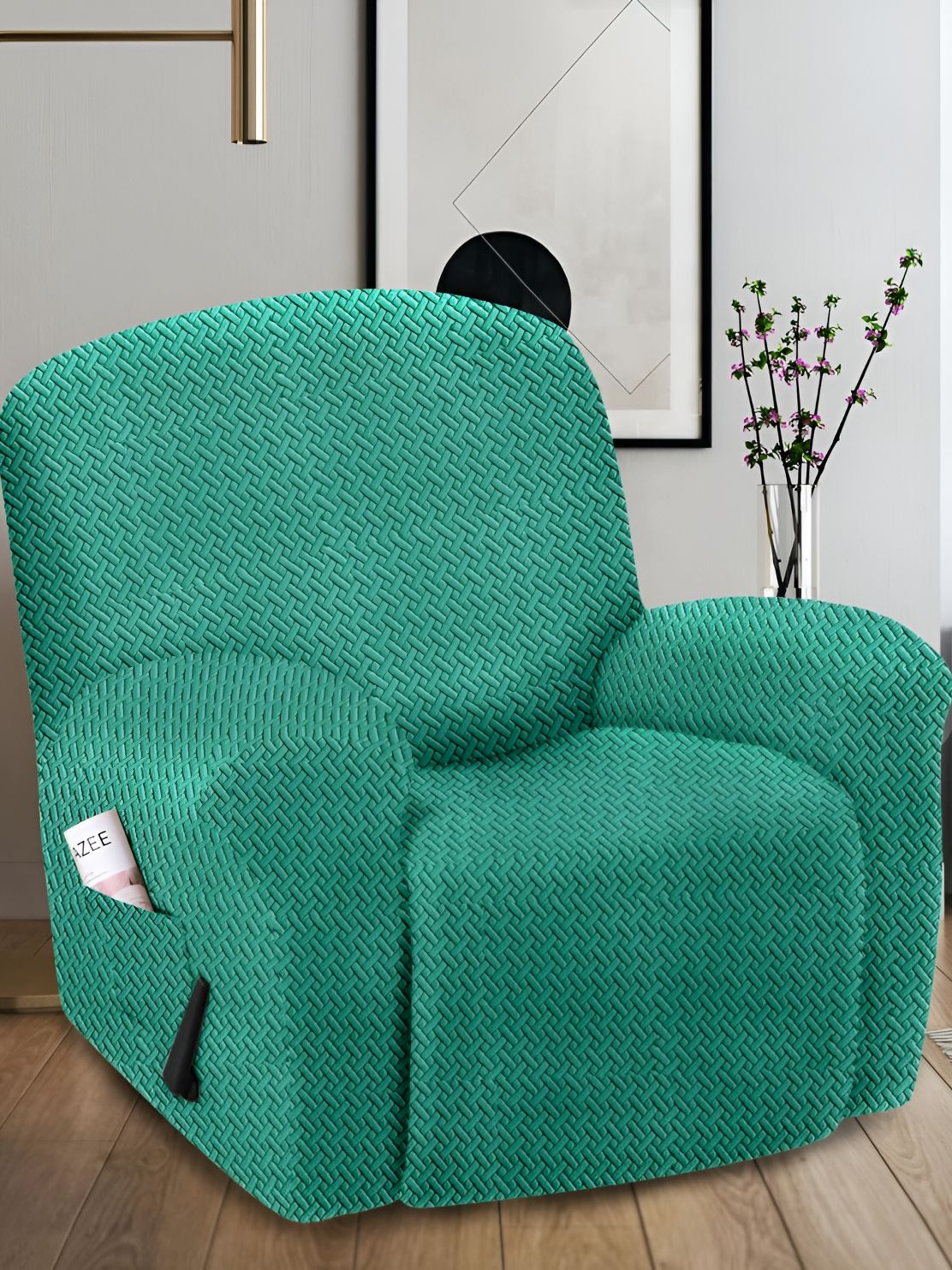Cortina Jacquard Stretchable One Seater Recliner Cover-image-0