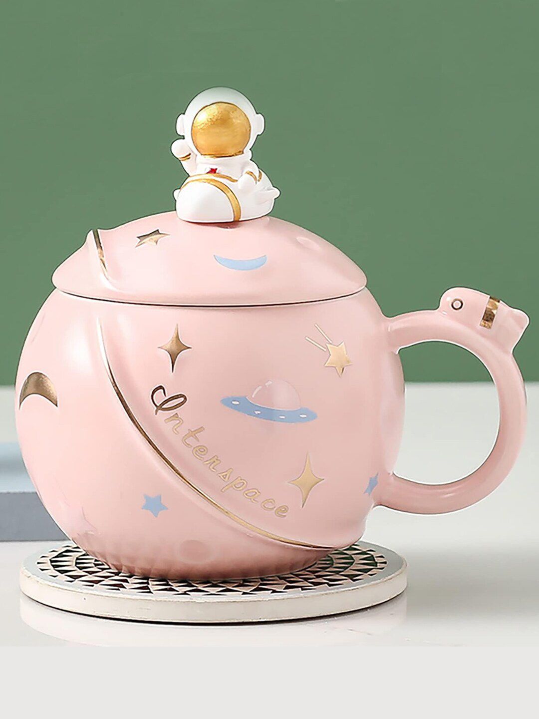 BonZeaL Pink Printed Ceramic Matte Mug 1.4 L-picture-3